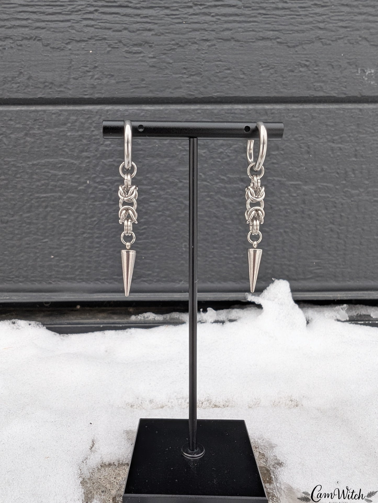 BJÖRN | Chainmail stainless steel earrings with byzantin pattern