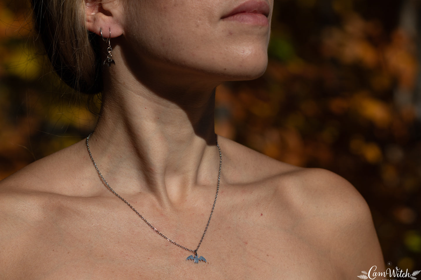 DRUSILLA | Pendant stainless steel necklace with bat charm