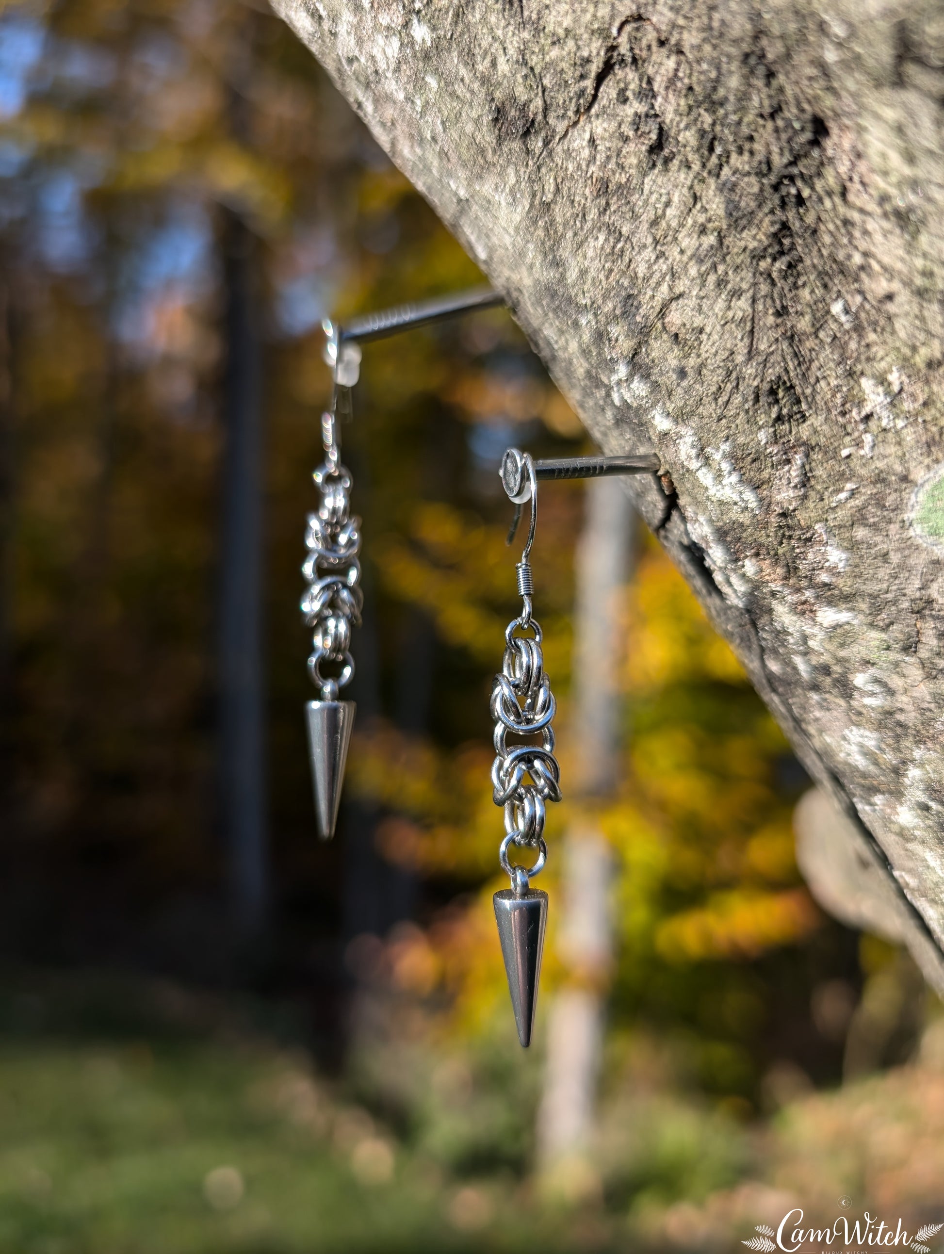 BJÖRN | Chainmail stainless steel earrings with byzantin pattern