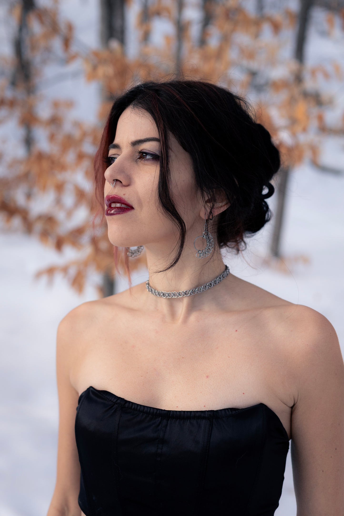 CERRIDWEN | Chainmail Half Moon Earrings
Stainless steel chainmail earrings with celtic helm weave