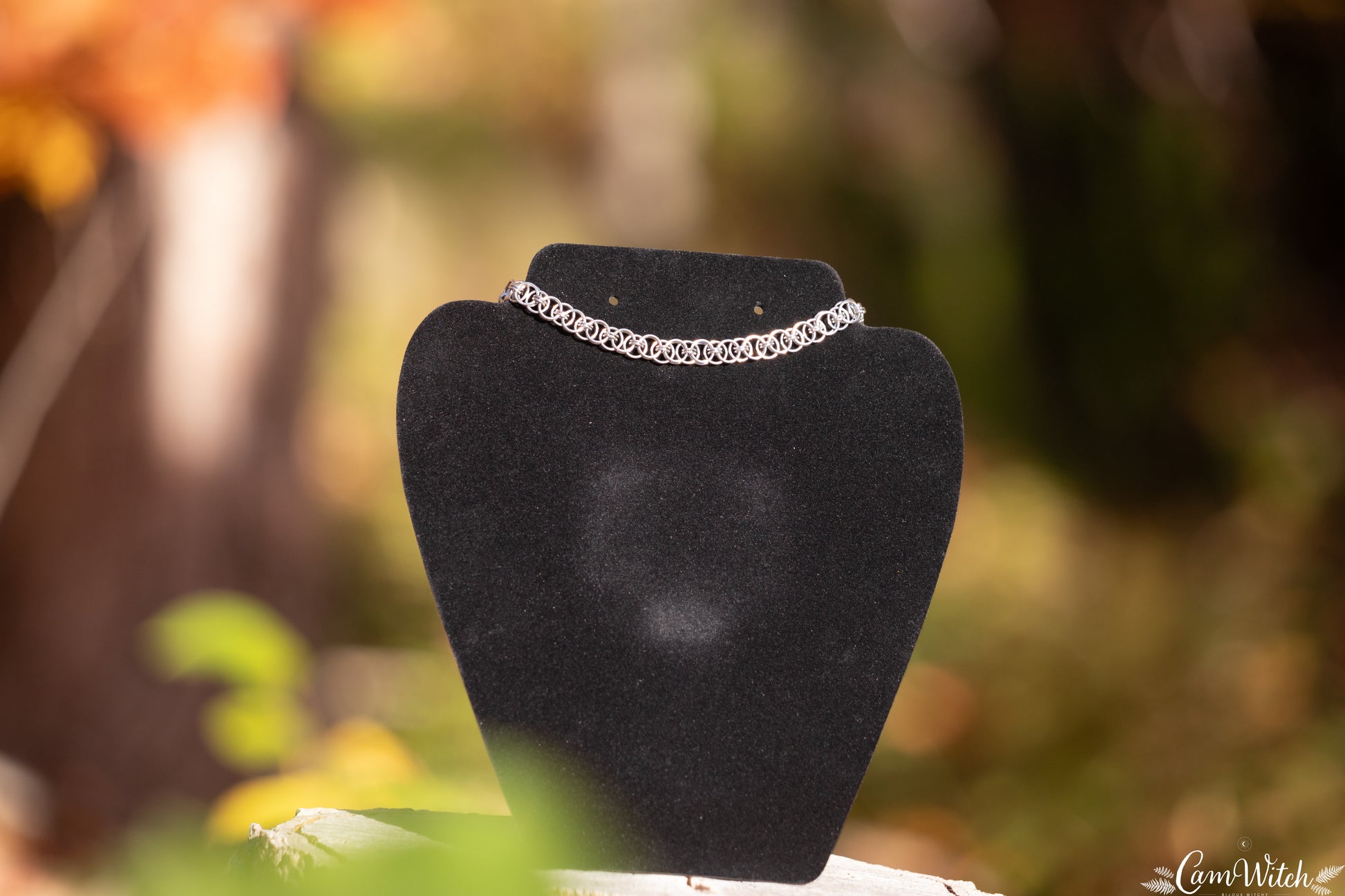 CERRIDWEN | Chainmail stainless steel choker with celtic helm pattern