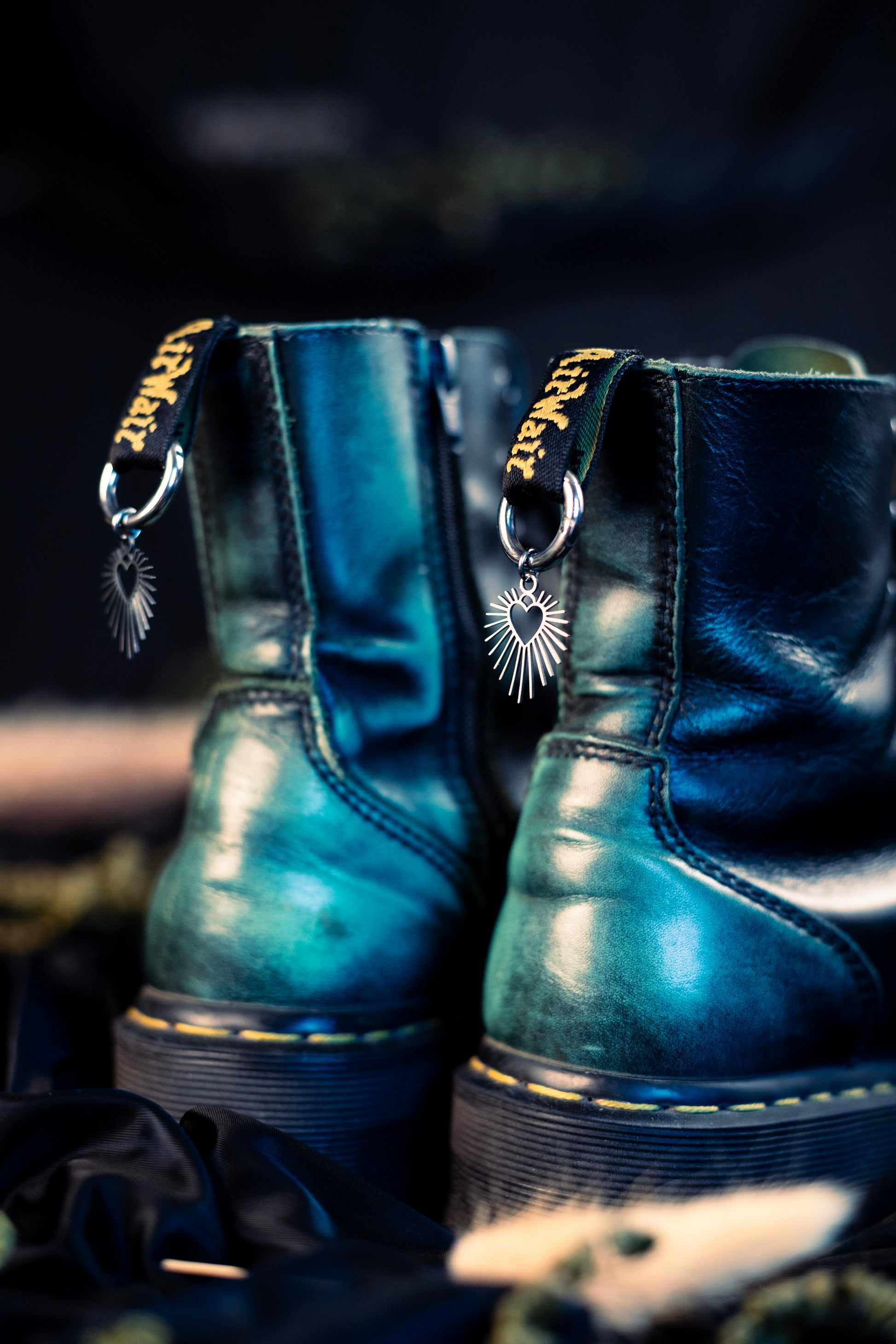 heart-shaped shoe charms with a hoop clasp 