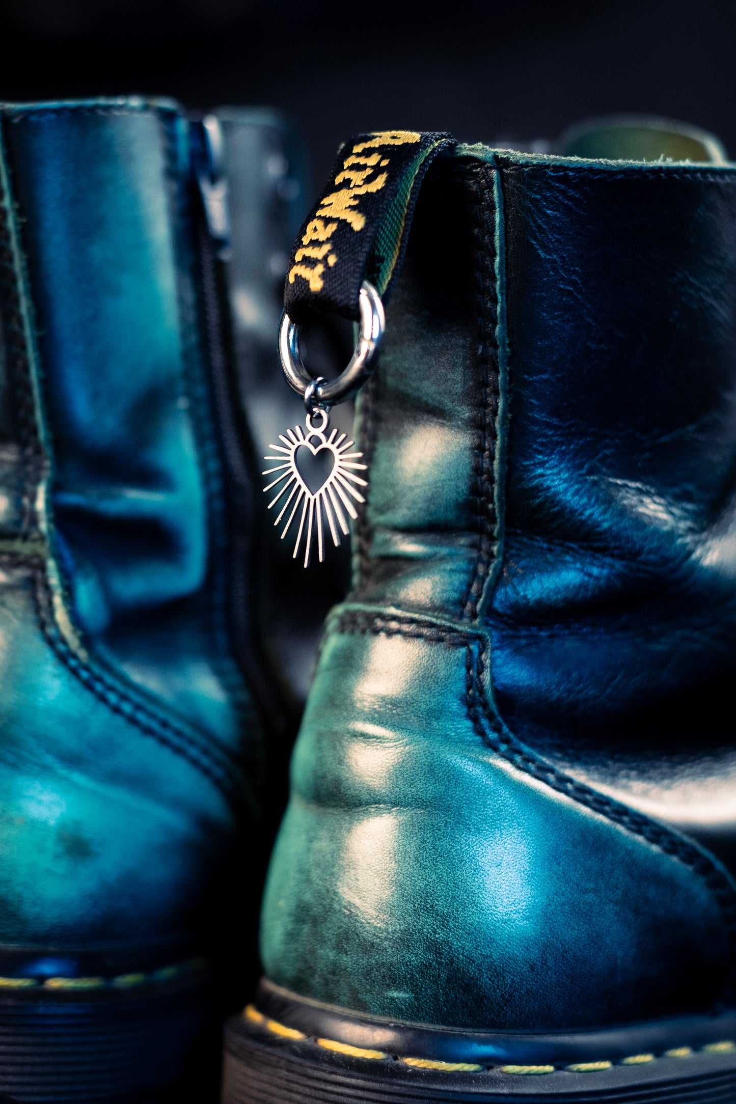 heart-shaped shoe charms with a hoop clasp 