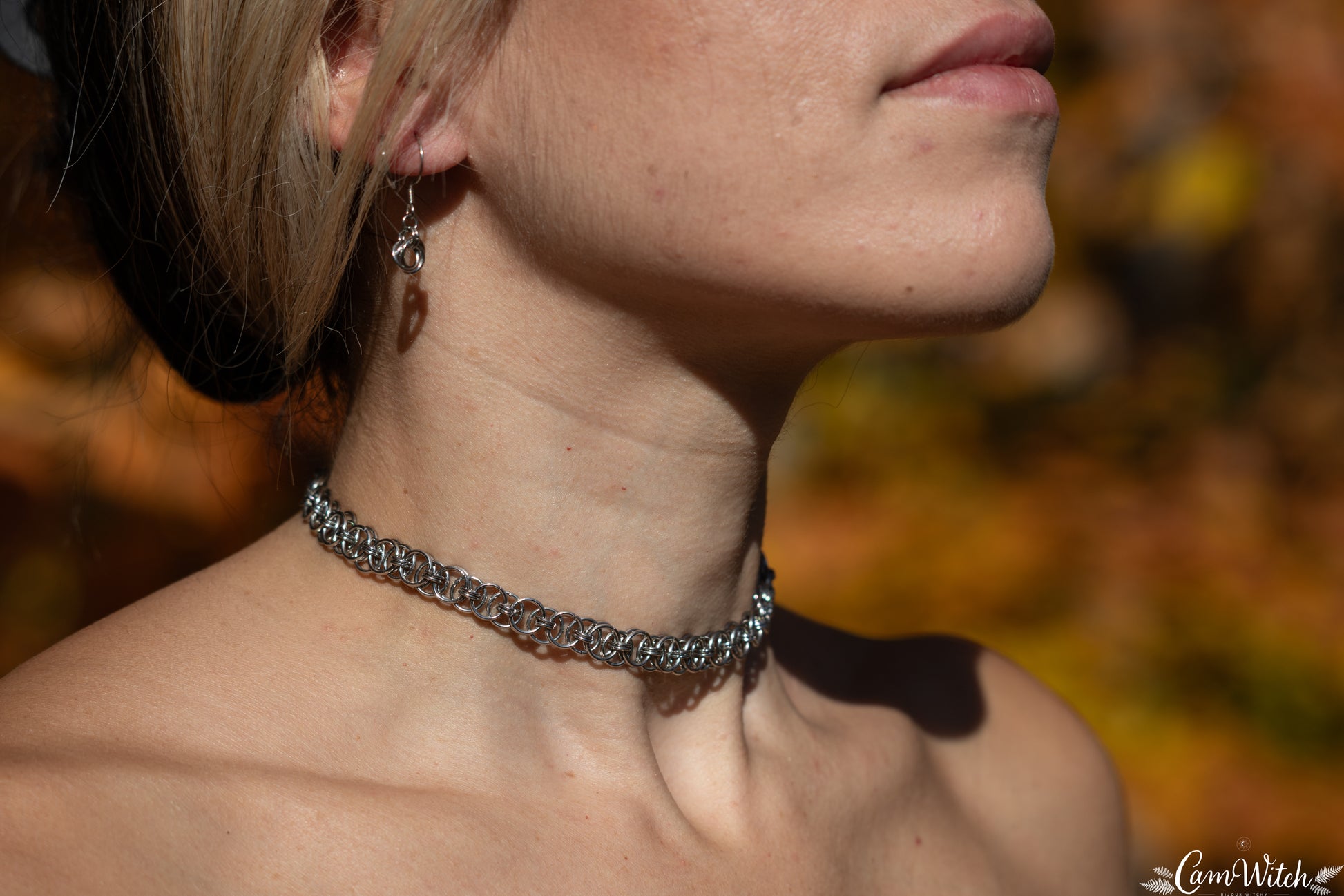 CERRIDWEN | Chainmail stainless steel earrings with triquetra pattern