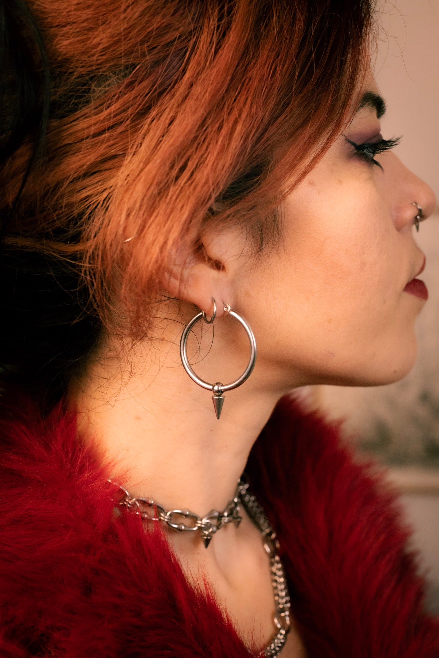 Centaur spike chainmail earrings
Stainless steel hoop earrings with spike charm
