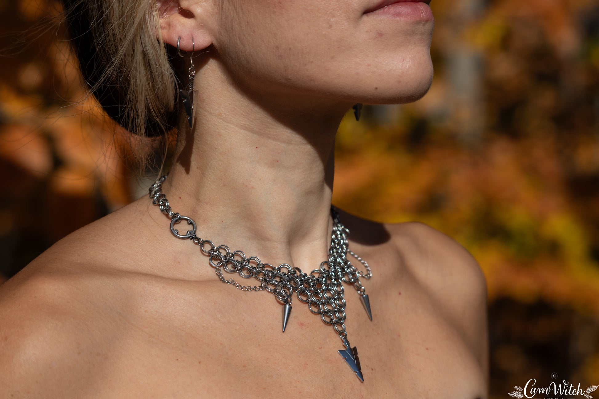 ARTEMIS | Chainmail stainless steel necklace with arrow charm