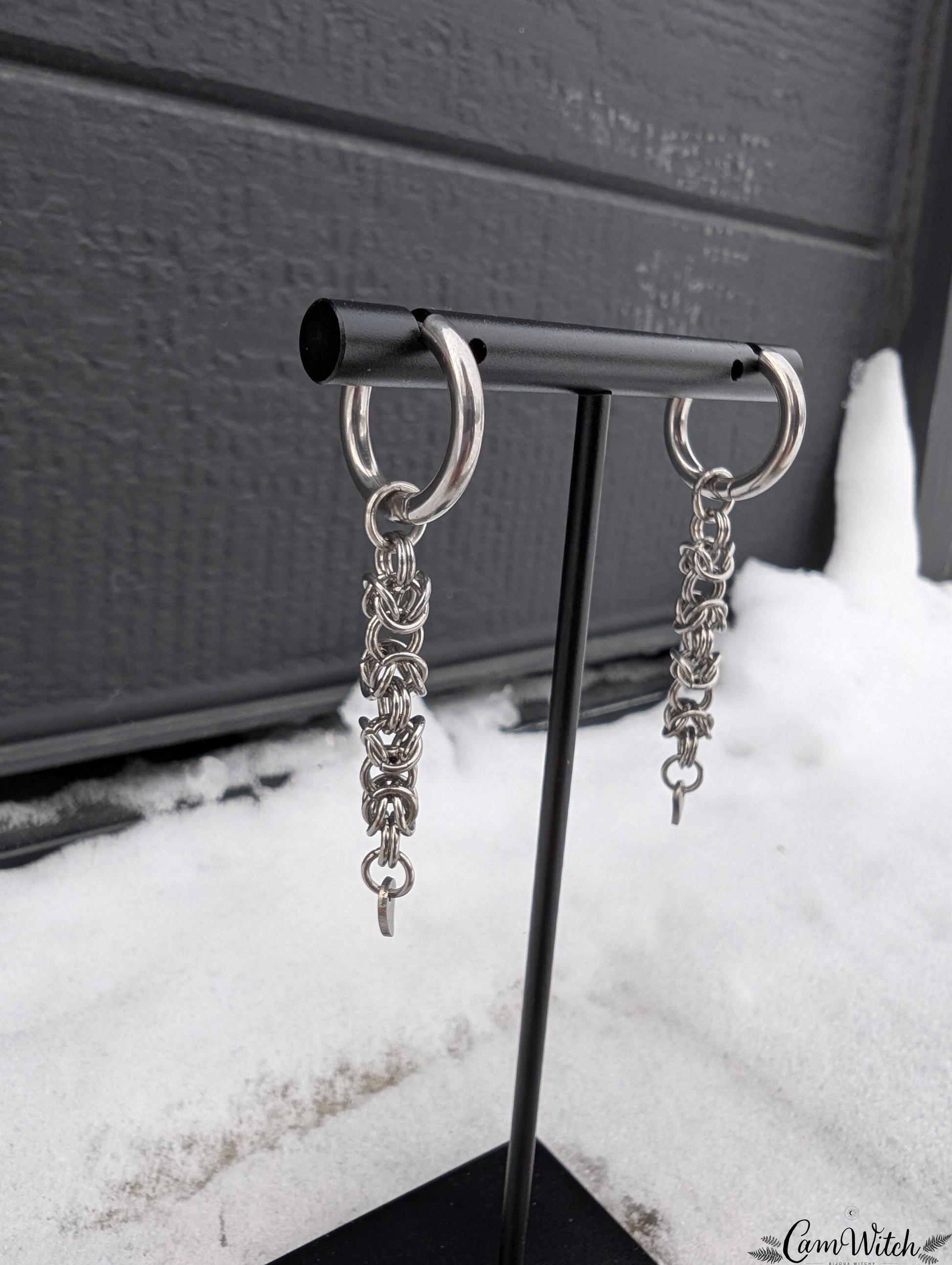 BJÖRN | Chainmail stainless steel earrings with byzantin pattern