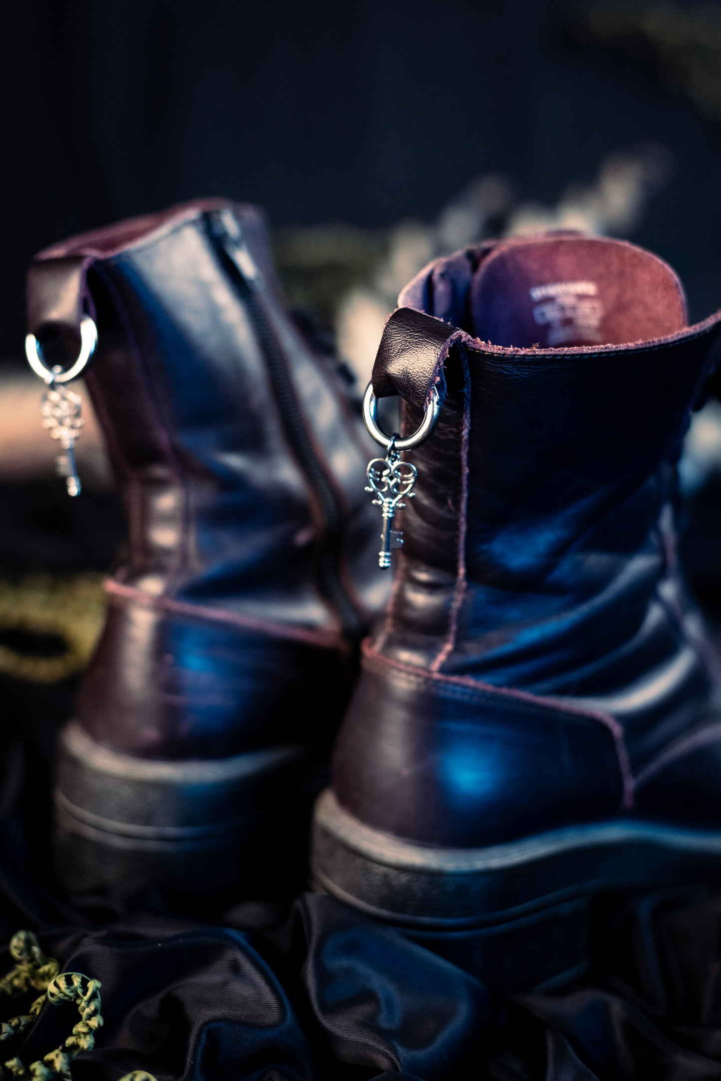 key shoe charms with a stainless steel  hoop clasp 