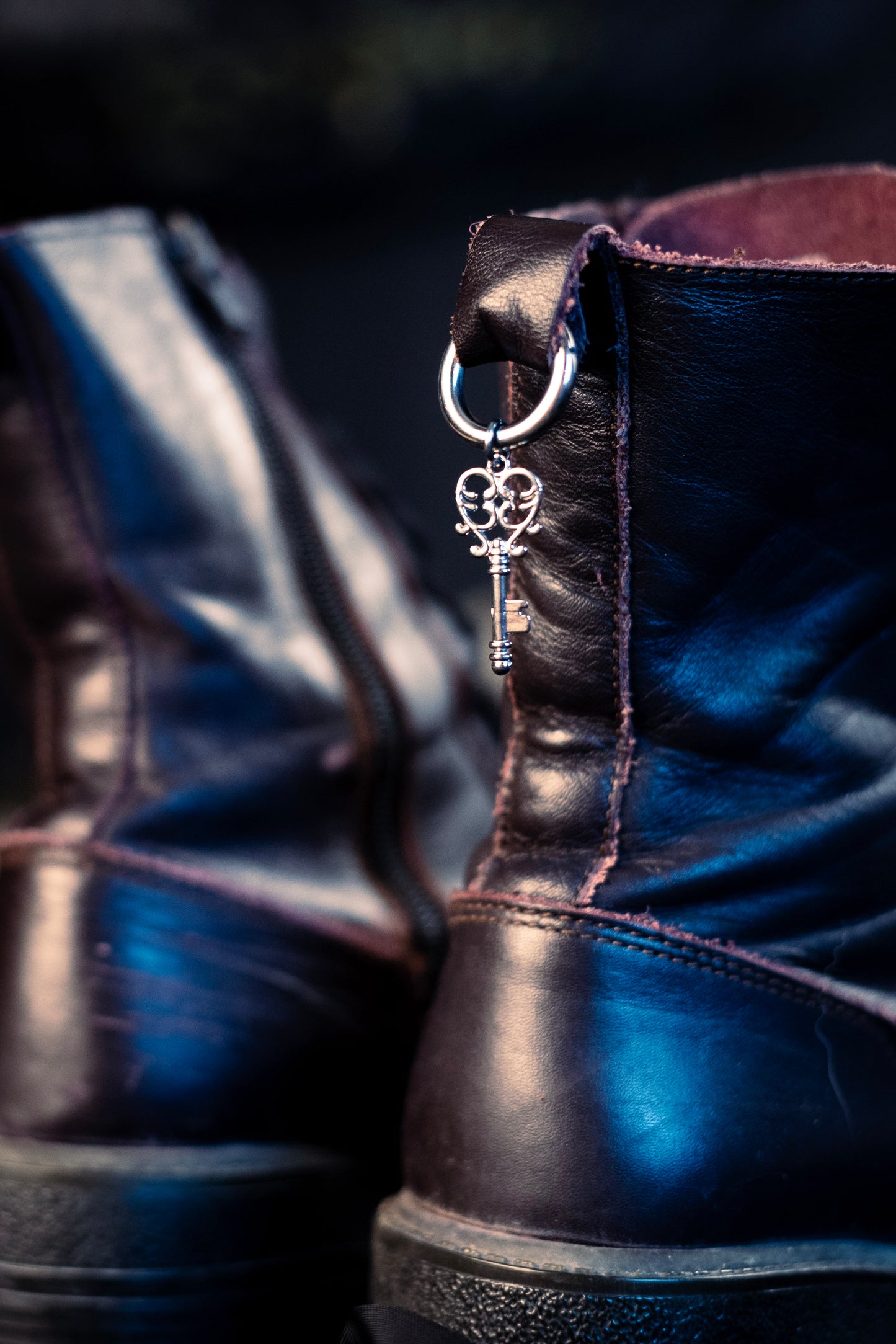 key shoe charms with a stainless steel  hoop clasp 