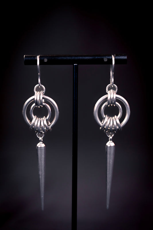 SAMAËL | Chainmail stainless steel earrings with spikes