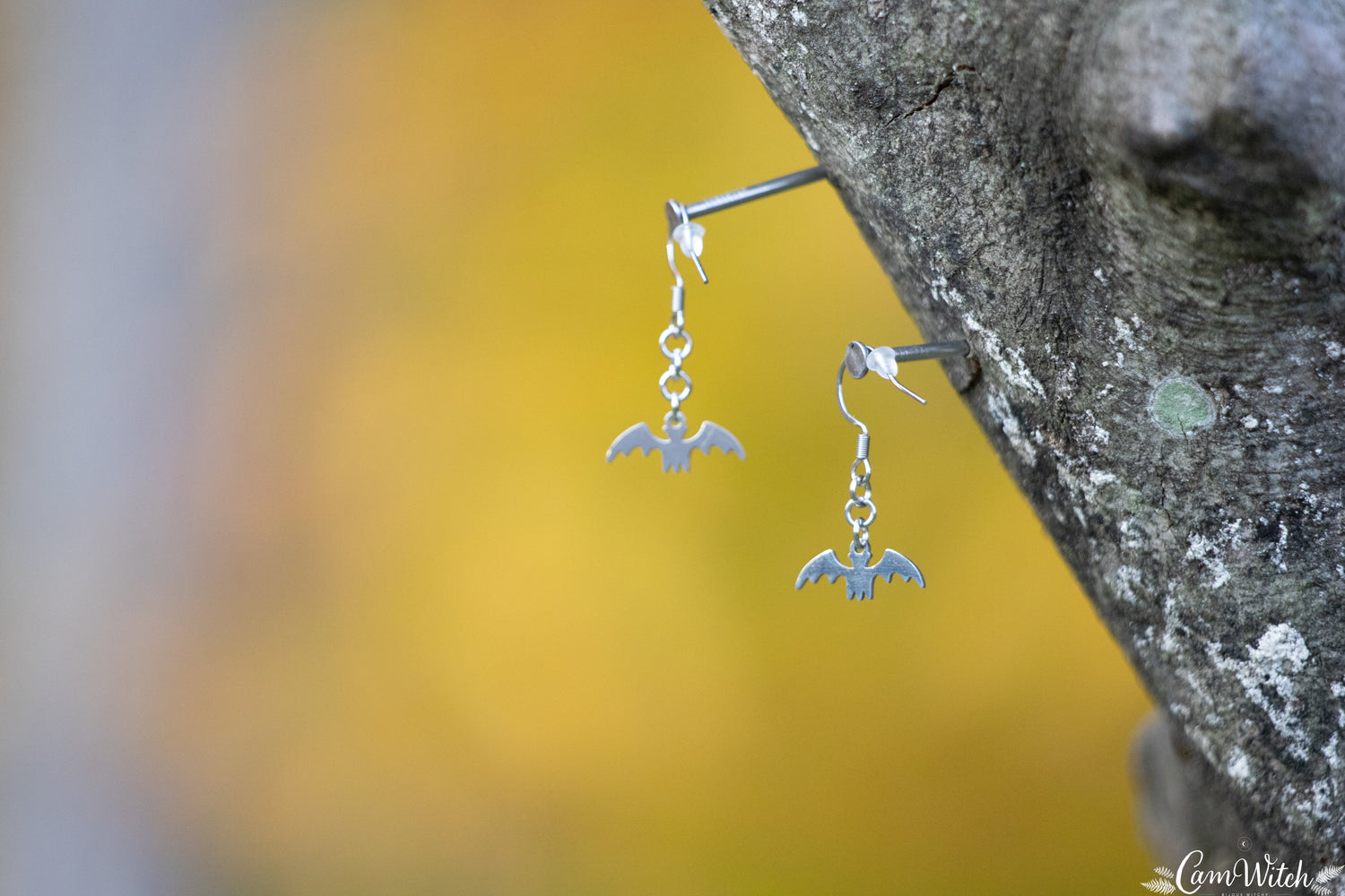 DRUSILLA | Chainmail stainless steel earrings with bat