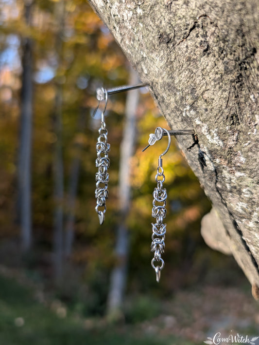 BJÖRN | Chainmail stainless steel earrings with byzantin pattern