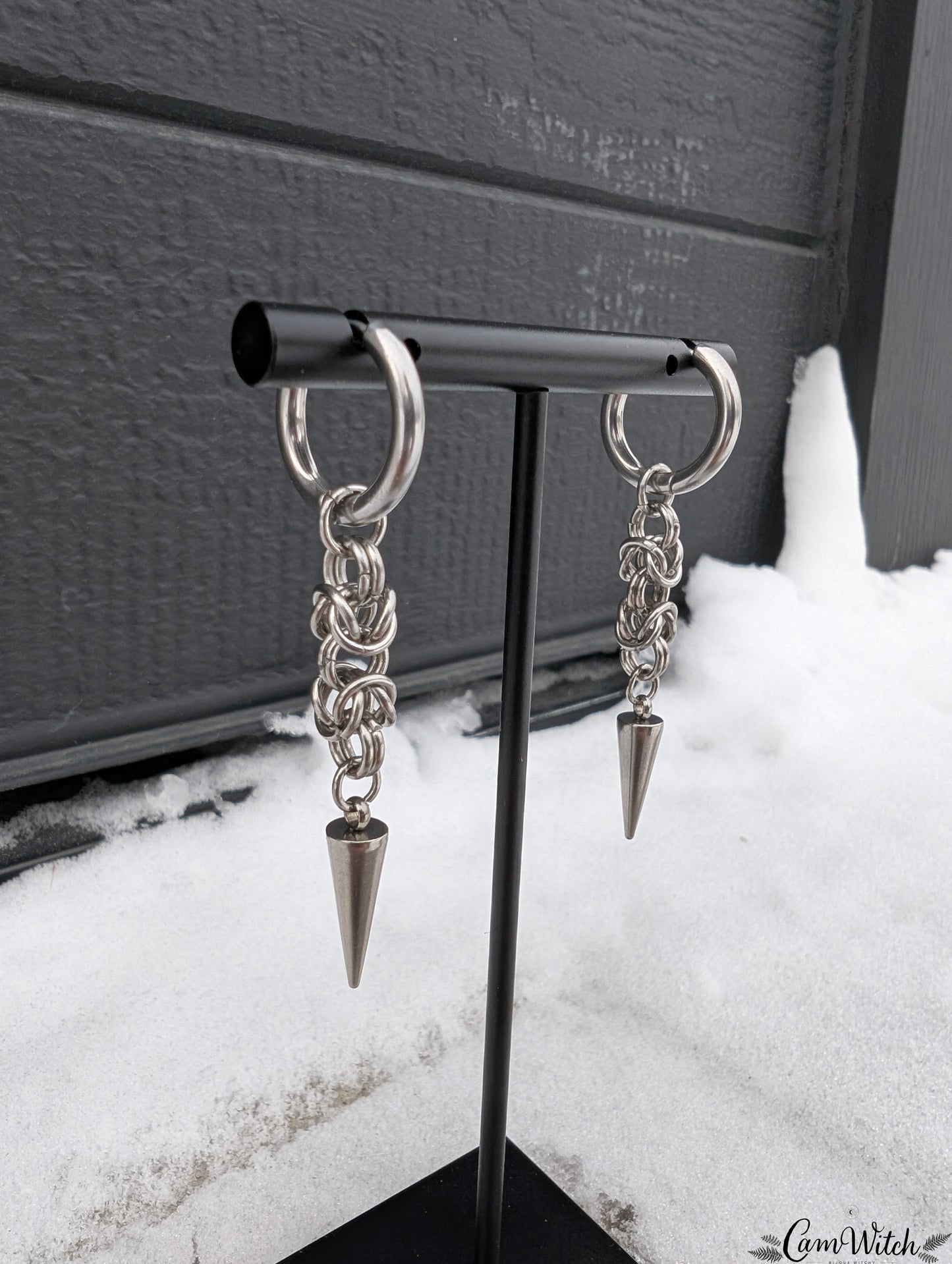 BJÖRN | Chainmail stainless steel earrings with byzantin pattern