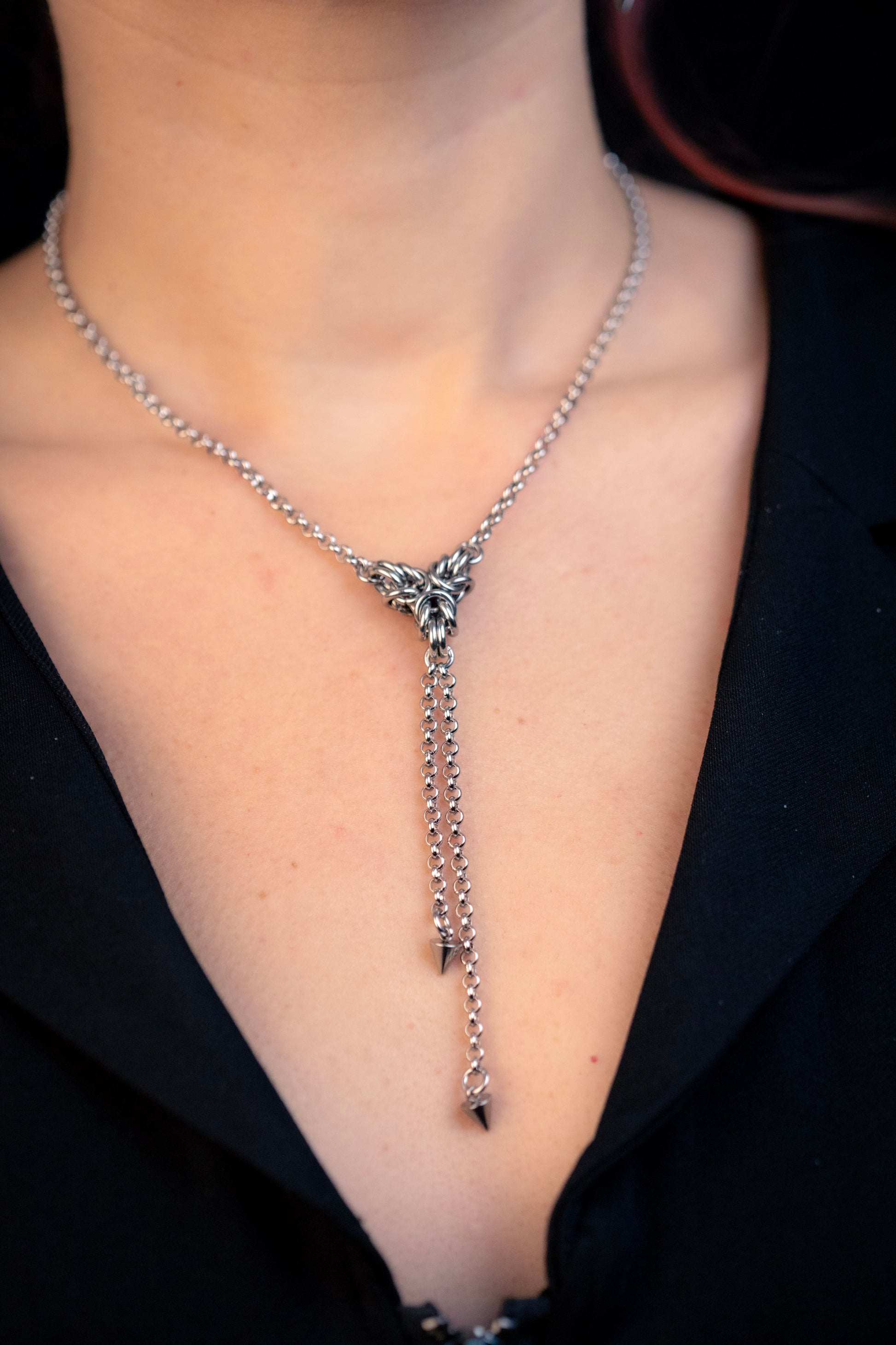 ODIN | Chainmail Pendant Necklace
Stainless steel necklace with strands and mini spikes  charms