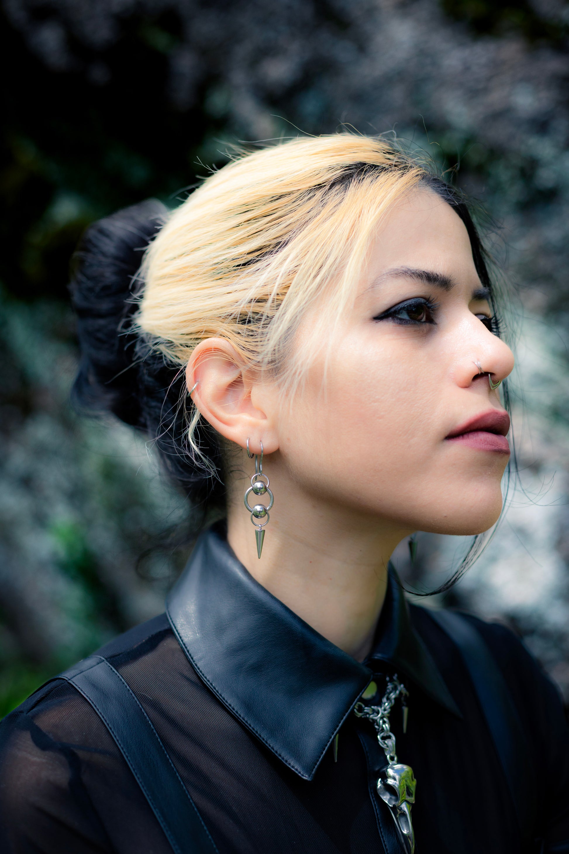 LILITH | LILITH | Chainmail stainless steel earrings with spike and beads