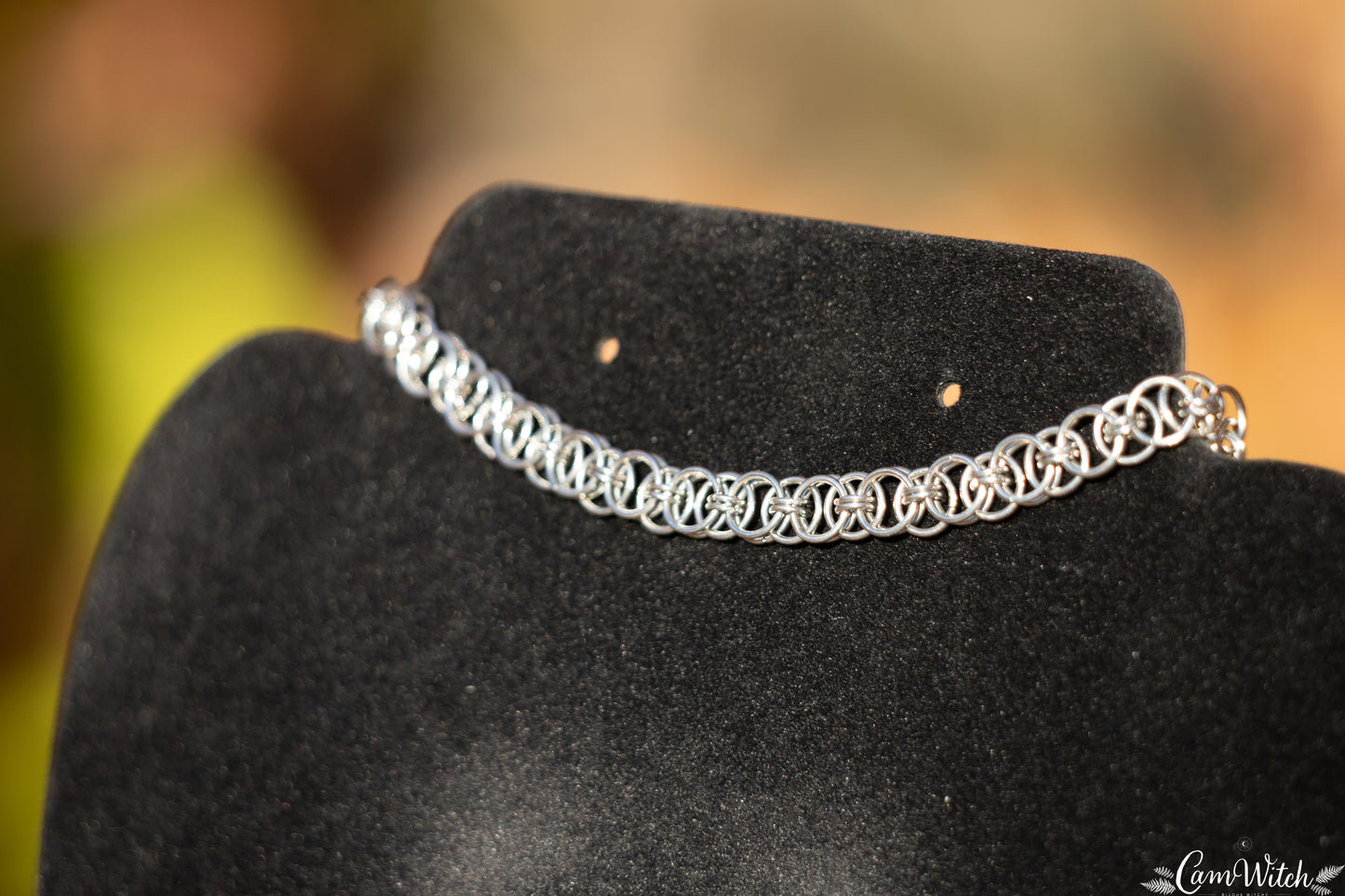 CERRIDWEN | Chainmail stainless steel choker with celtic helm pattern