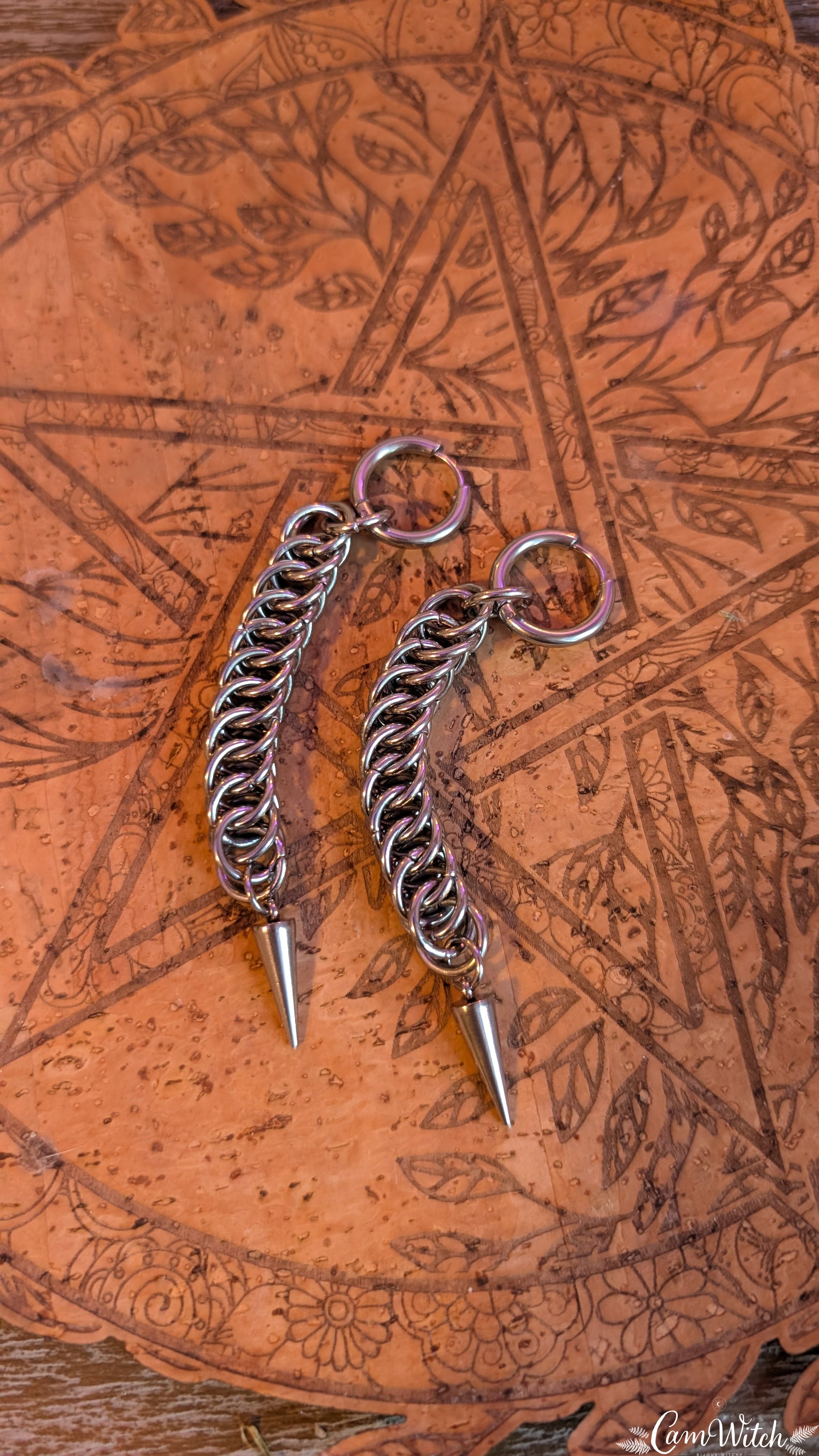 SAMAËL | Chainmail stainless steel key ring with spike