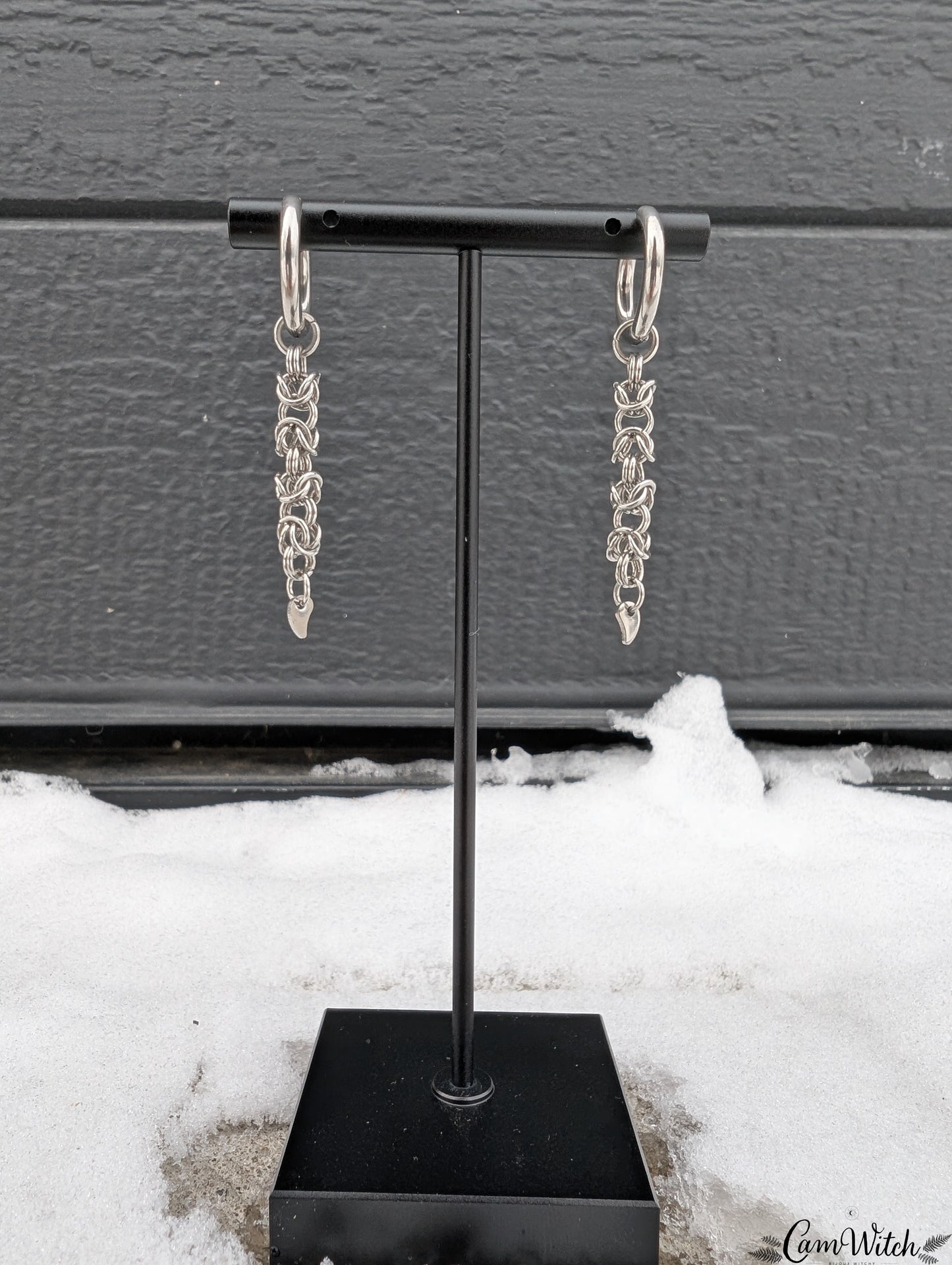 BJÖRN | Chainmail stainless steel earrings with byzantin pattern
