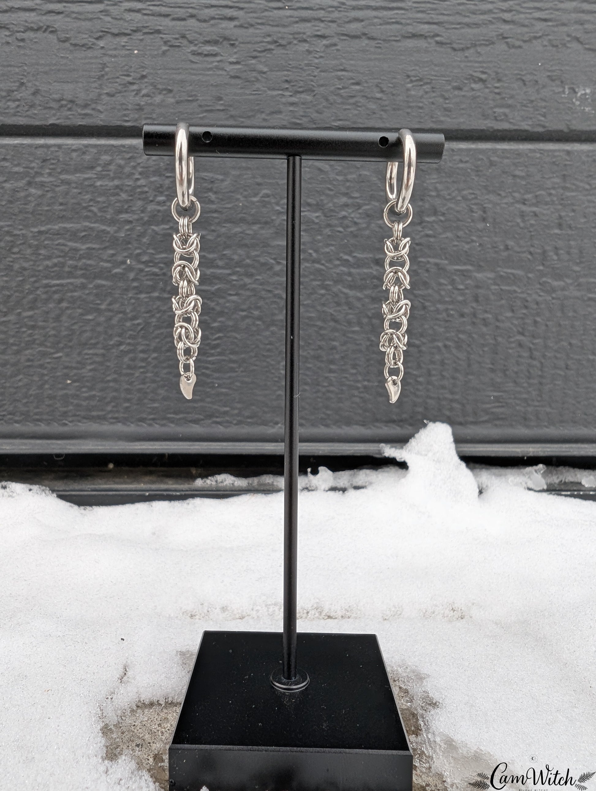 BJÖRN | Chainmail stainless steel earrings with byzantin pattern