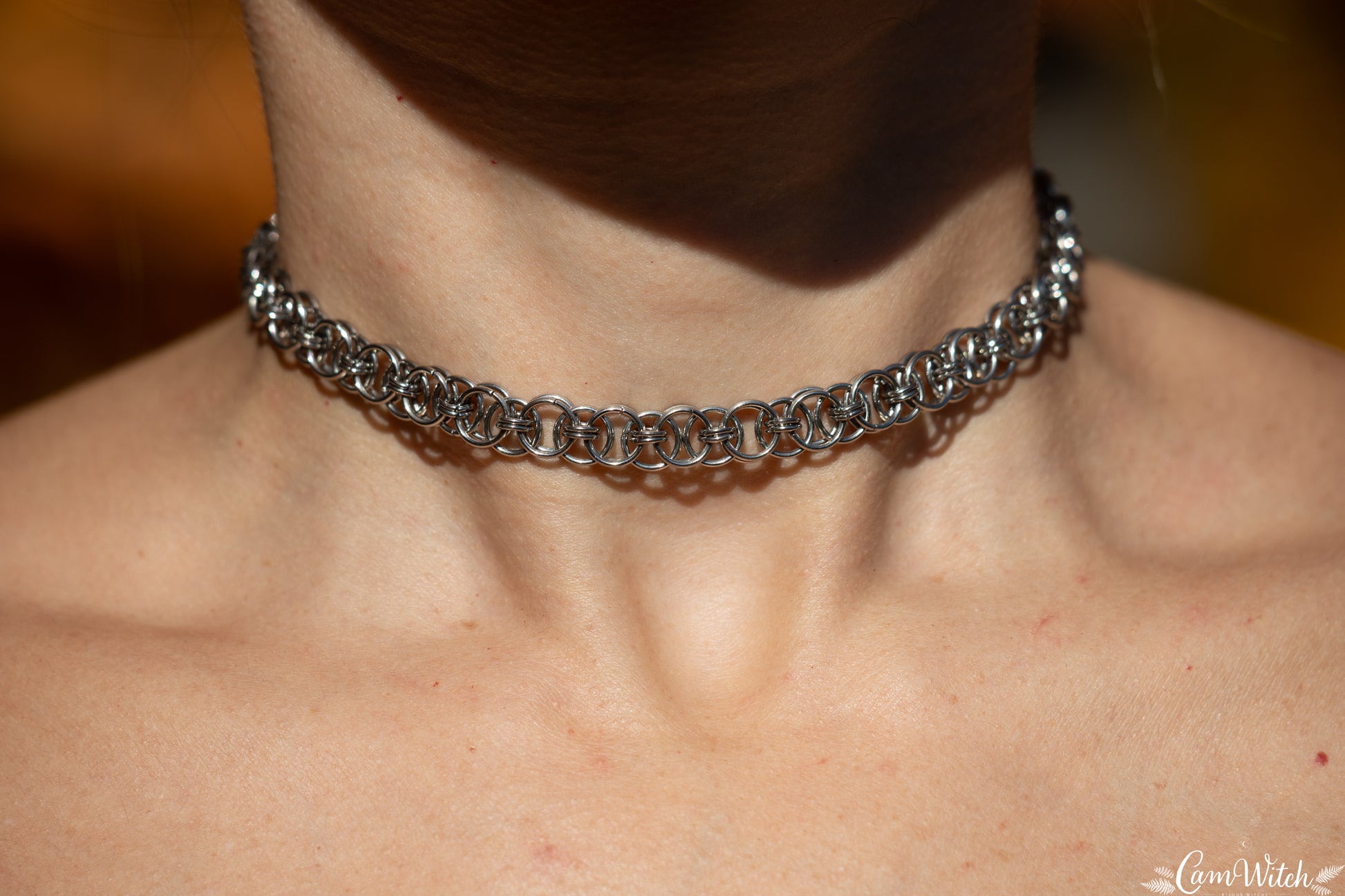 CERRIDWEN | Chainmail stainless steel choker with celtic helm pattern