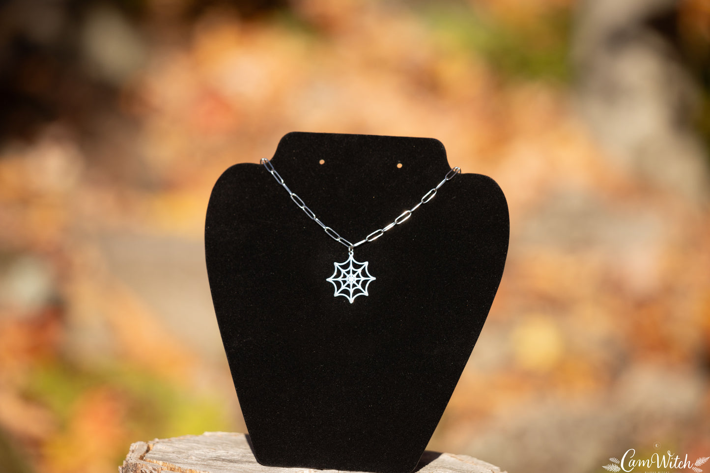 LOKI | Chainmail stainless steel necklace with spider web charm