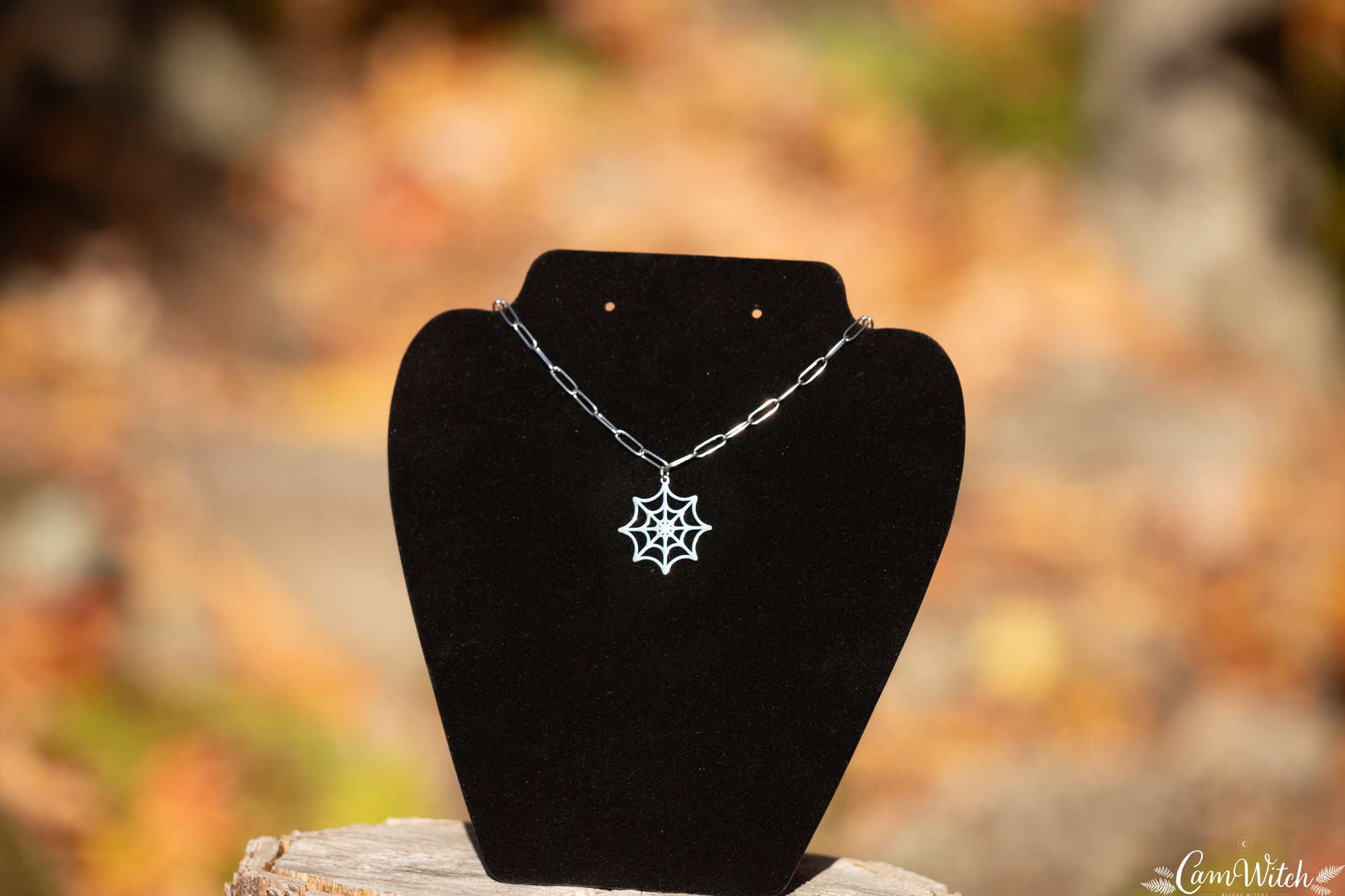 LOKI | Chainmail stainless steel necklace with spider web charm