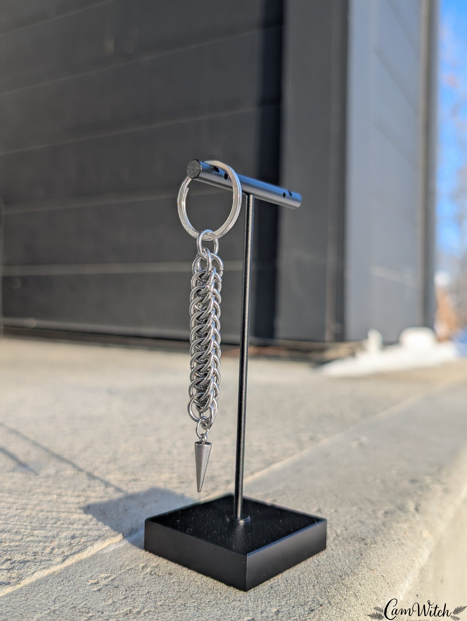 SAMAËL | Chainmail stainless steel key ring with spike