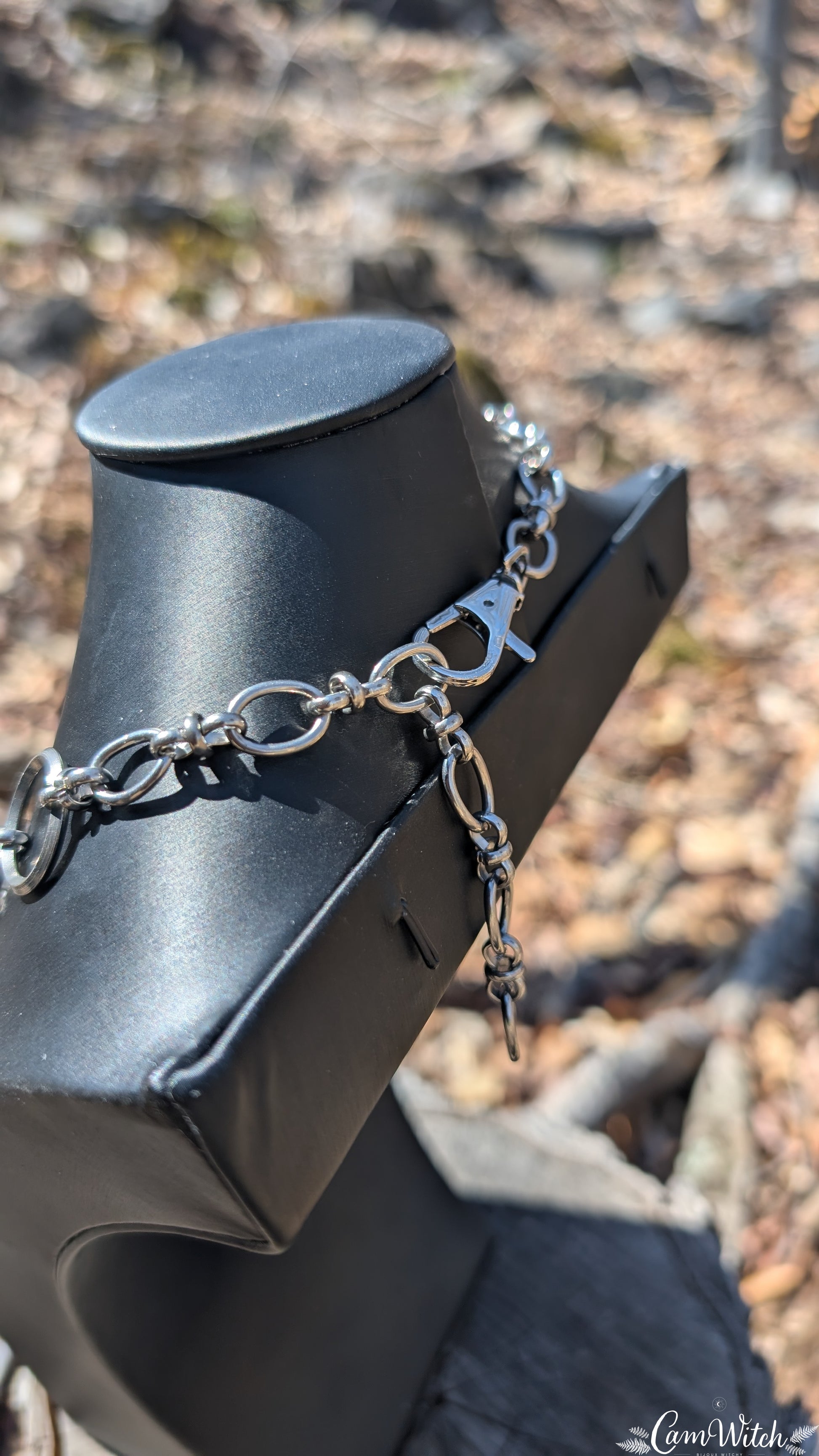 DRUSILLA | Stainless steel Chainmail necklace with bat and red bead