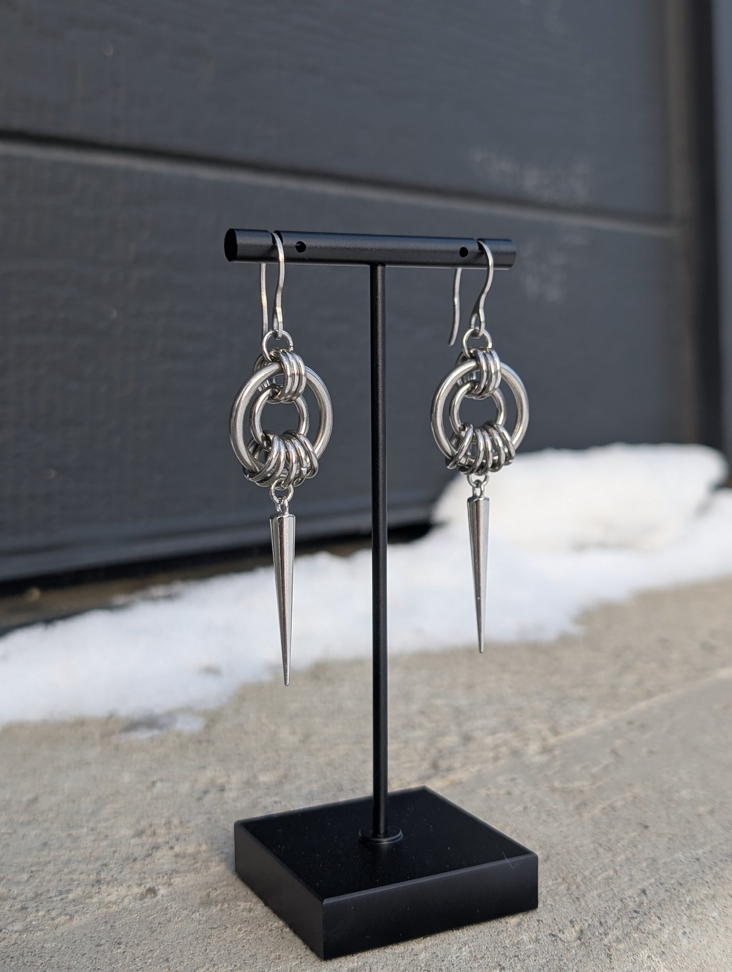 SAMAËL | Chainmail stainless steel earrings with spikes
