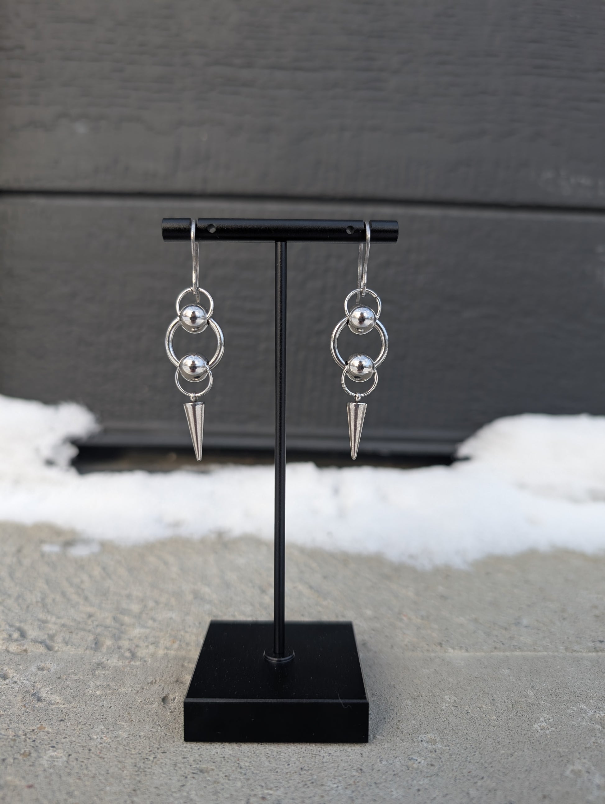 LILITH | Chainmail stainless steel earrings with spike and beads