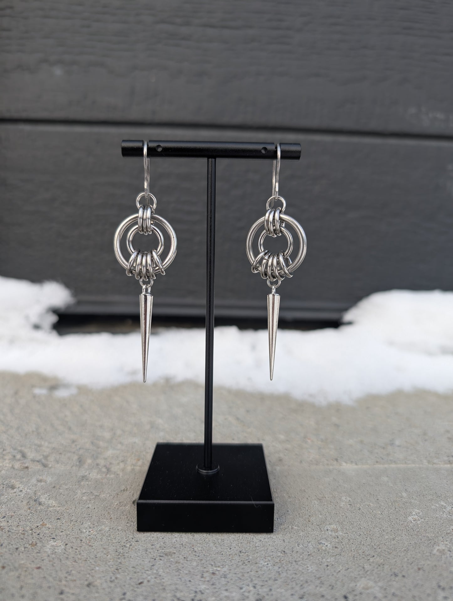 SAMAËL | Chainmail stainless steel earrings with spikes