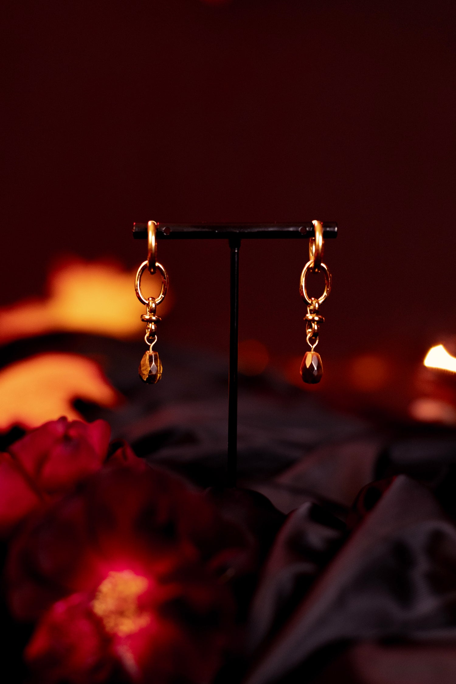 MABON | Tiger Eye Chainmail Earrings 