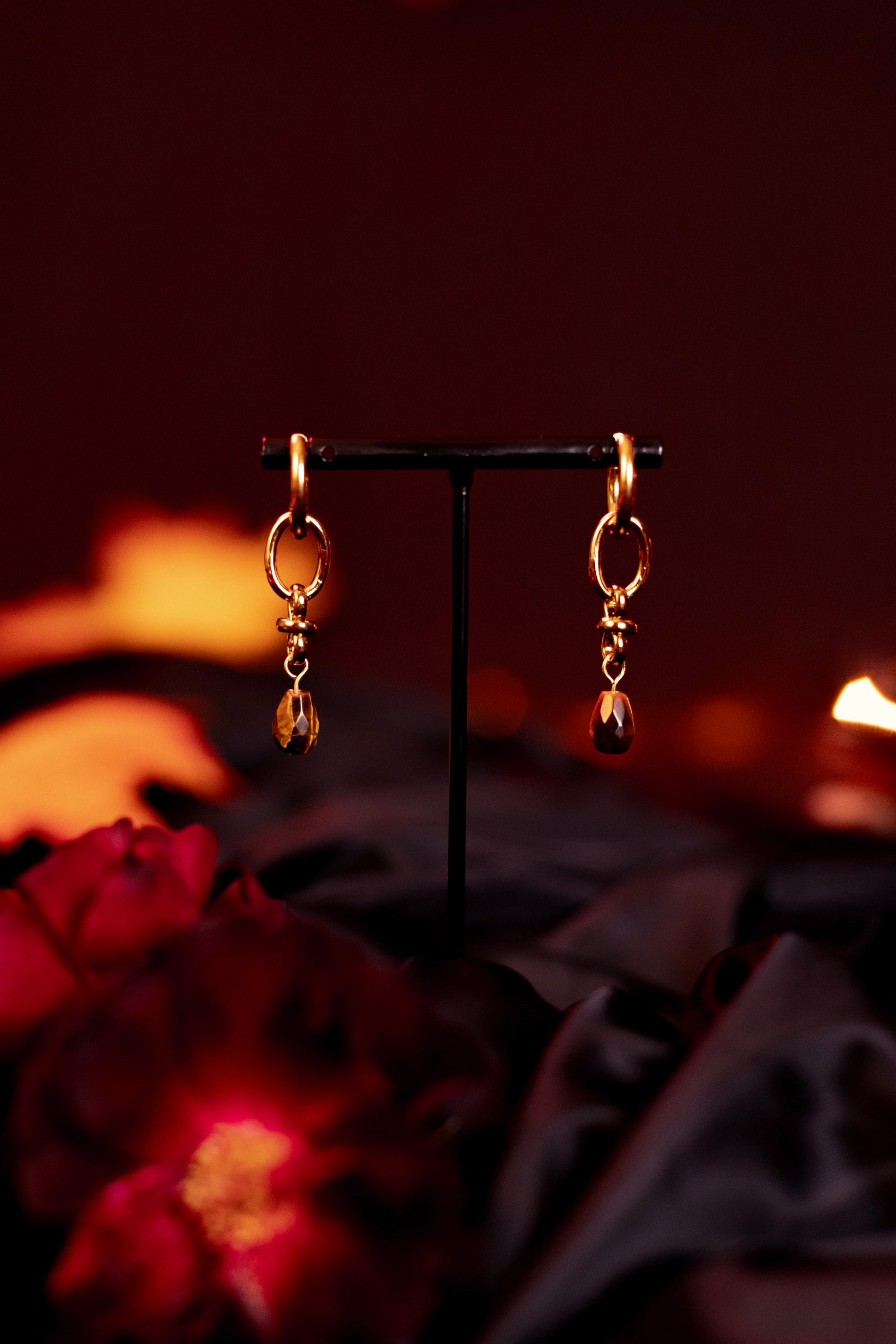MABON | Tiger Eye Chainmail Earrings 