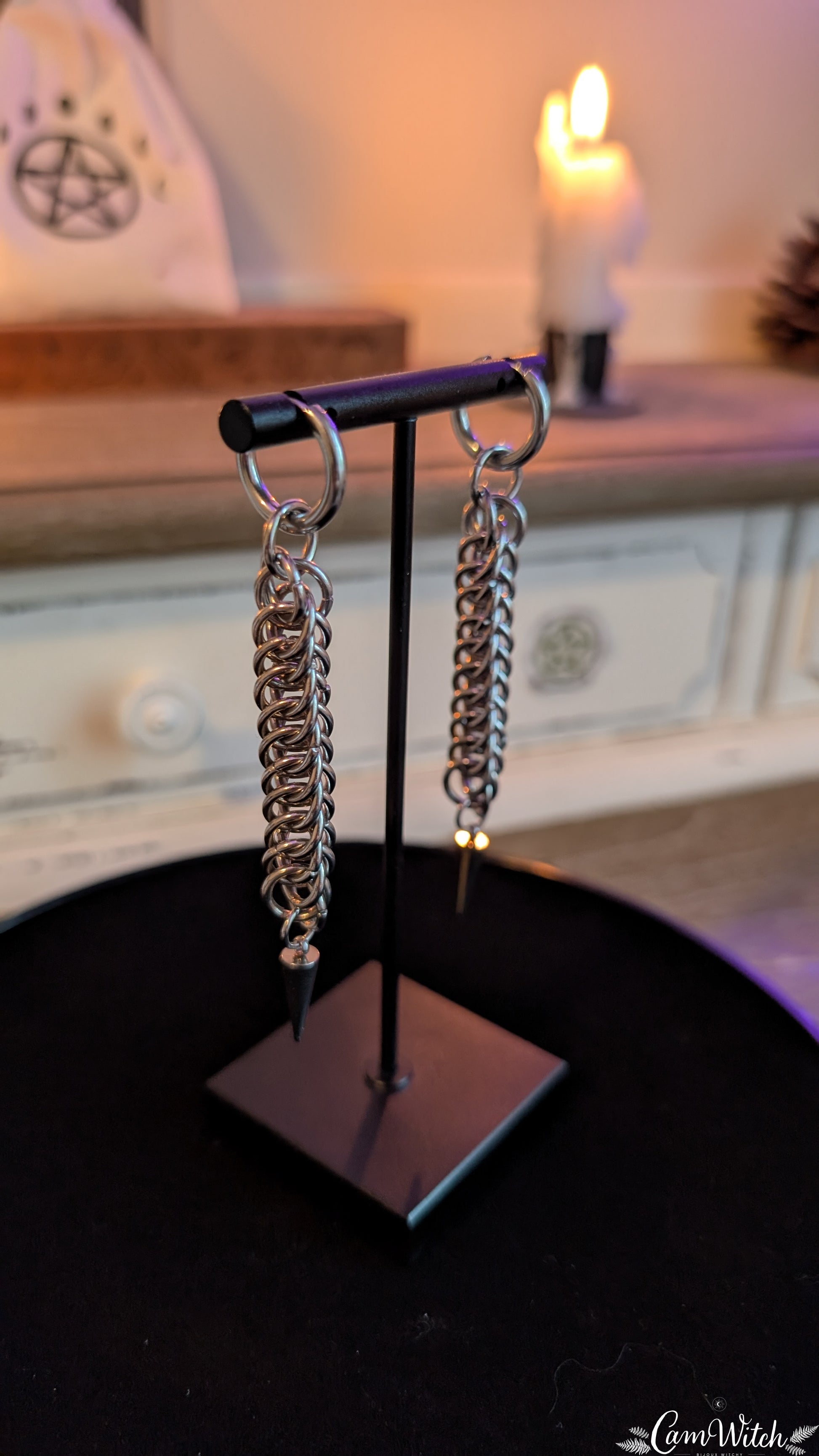 SAMAËL | Chainmail stainless steel key ring with spike