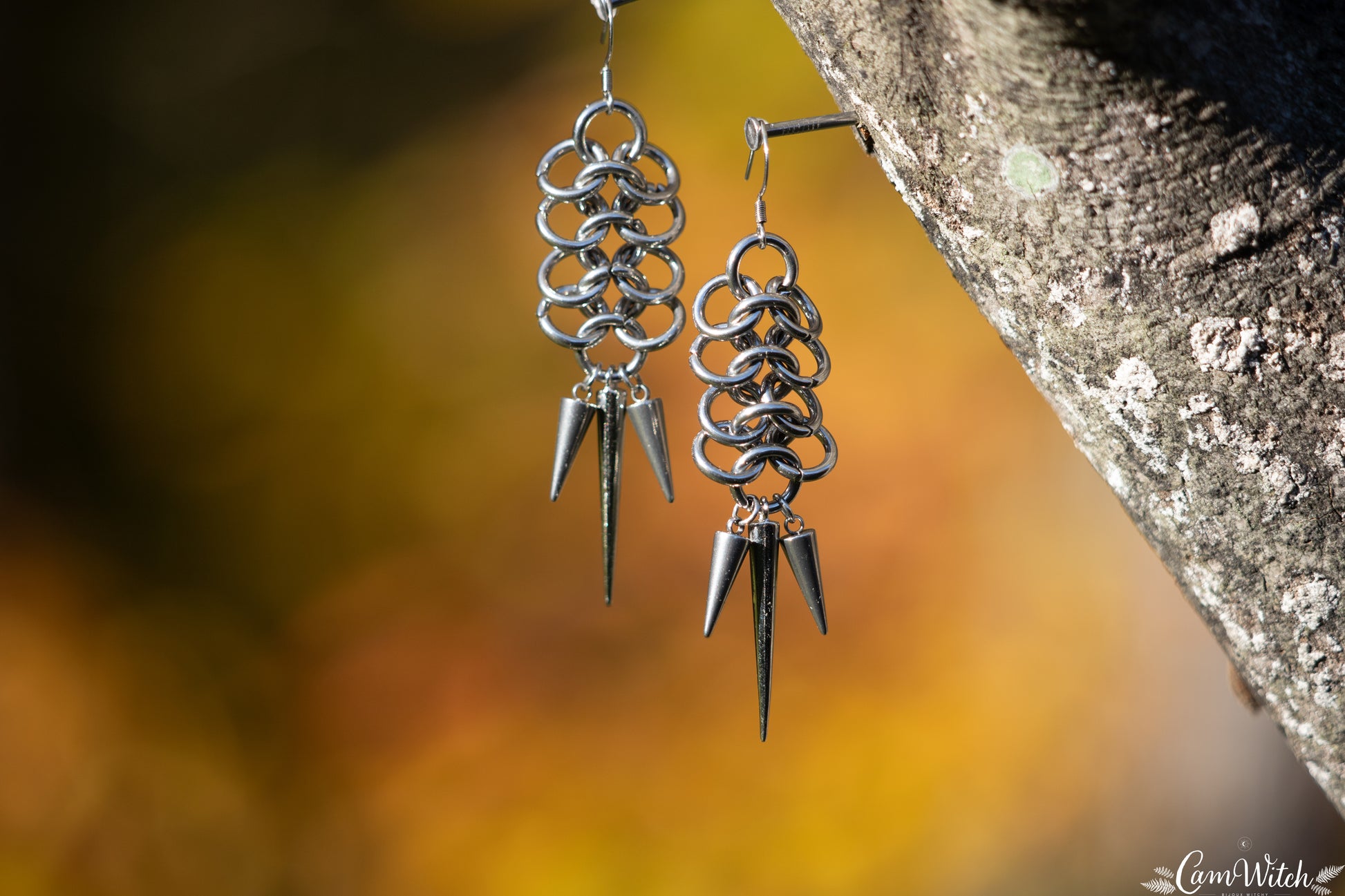 ATHENA | Chainmail stainless steel earrings with spikes