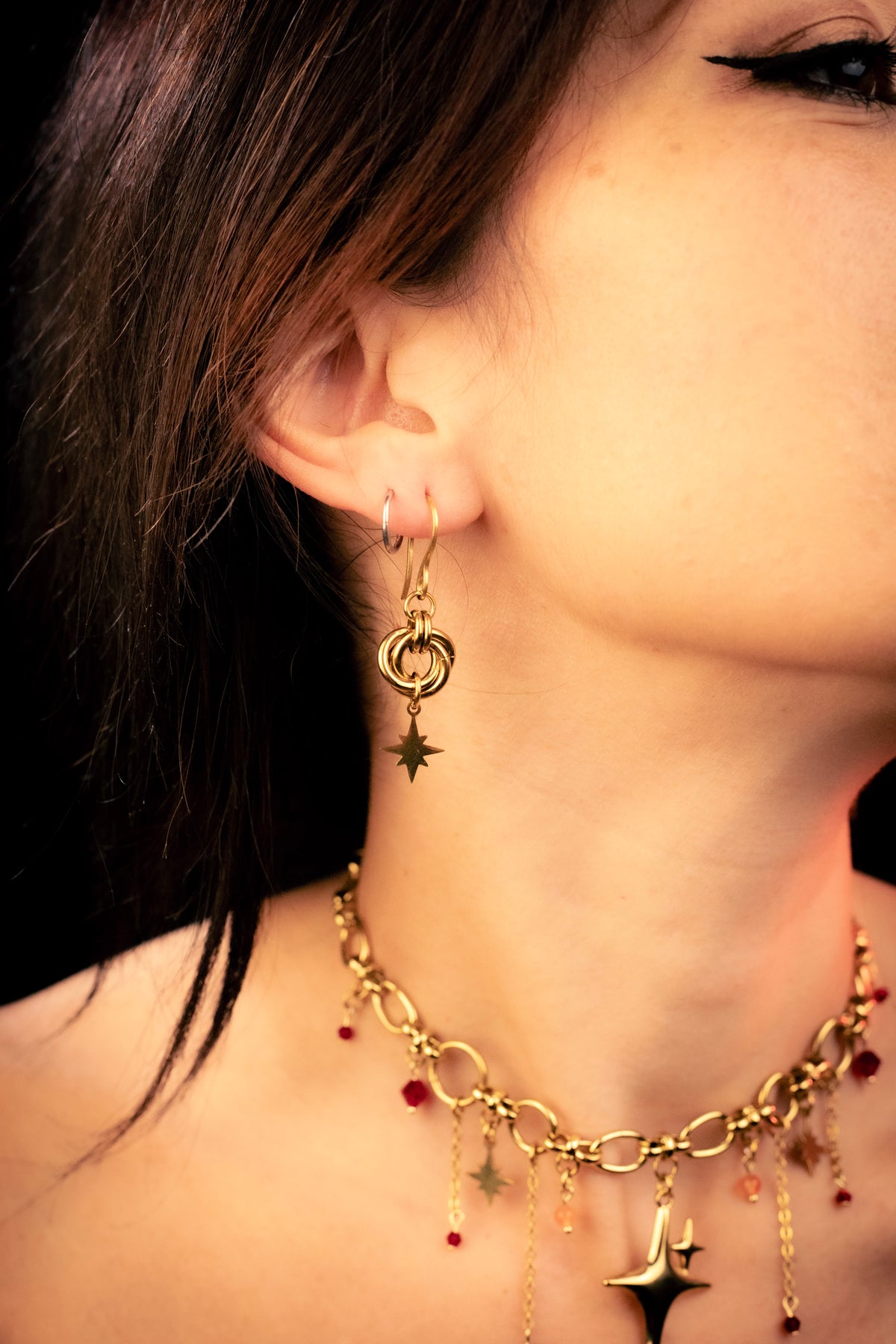 ASTRA | Gold Chainmail Earrings