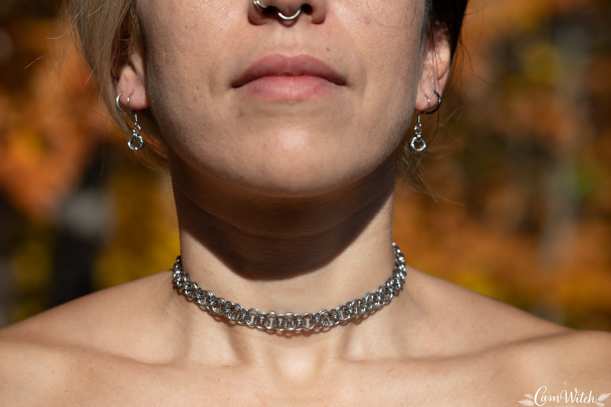 CERRIDWEN | Chainmail stainless steel choker with celtic helm pattern