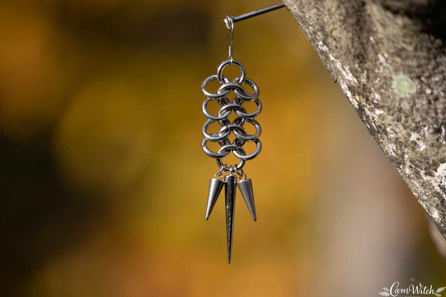 ATHENA | Chainmail stainless steel earrings with spikes