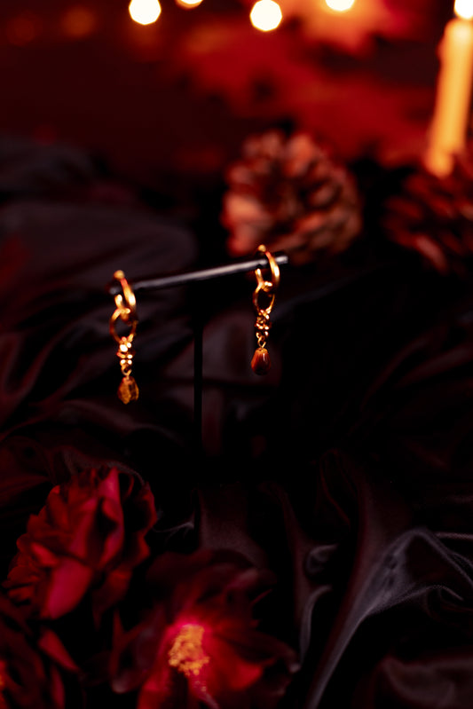 MABON | Tiger Eye Chainmail Earrings 