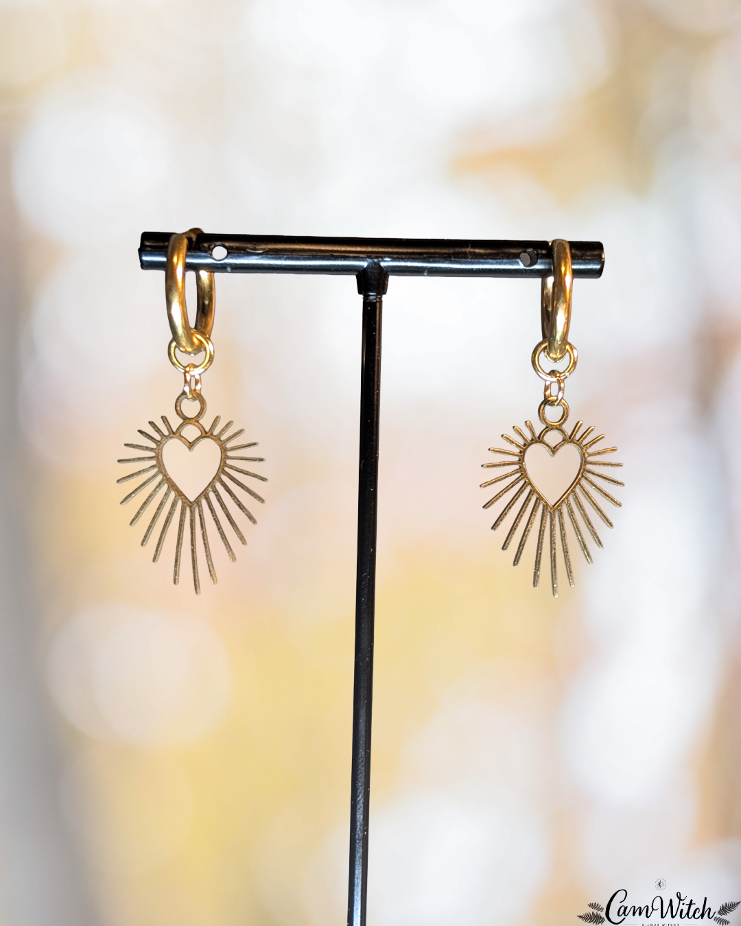 APHRODITE | heart gold earrings, CamWitch handmade gothic chainmail earrings stainless steel Canada
