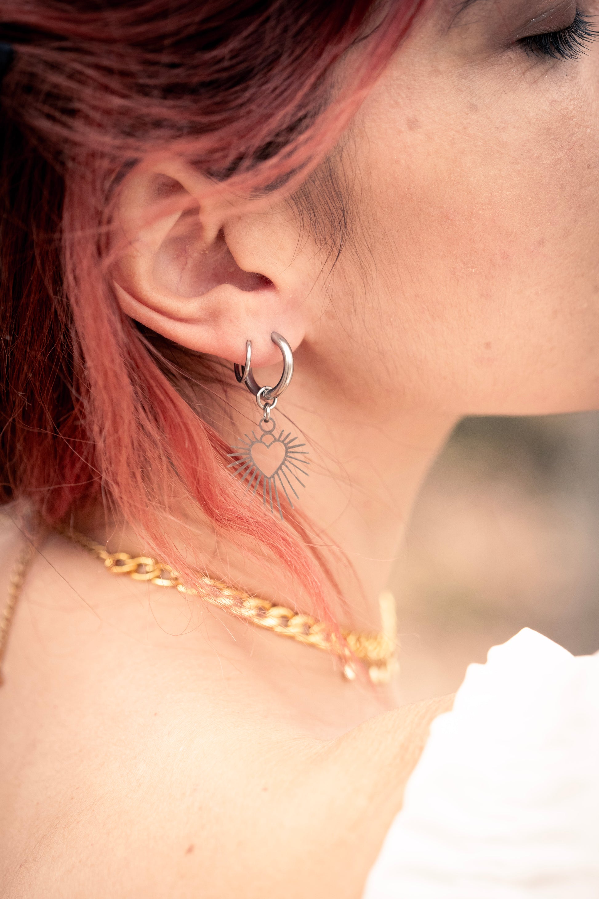 APHRODITE | heart chainmail earrings, CamWitch handmade gothic chainmail earrings stainless steel Canada