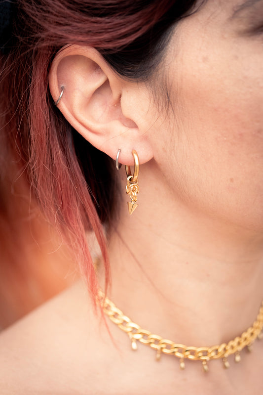 BJORN | spike gold earrings, CamWitch handmade gothic chainmail earrings stainless steel Canada