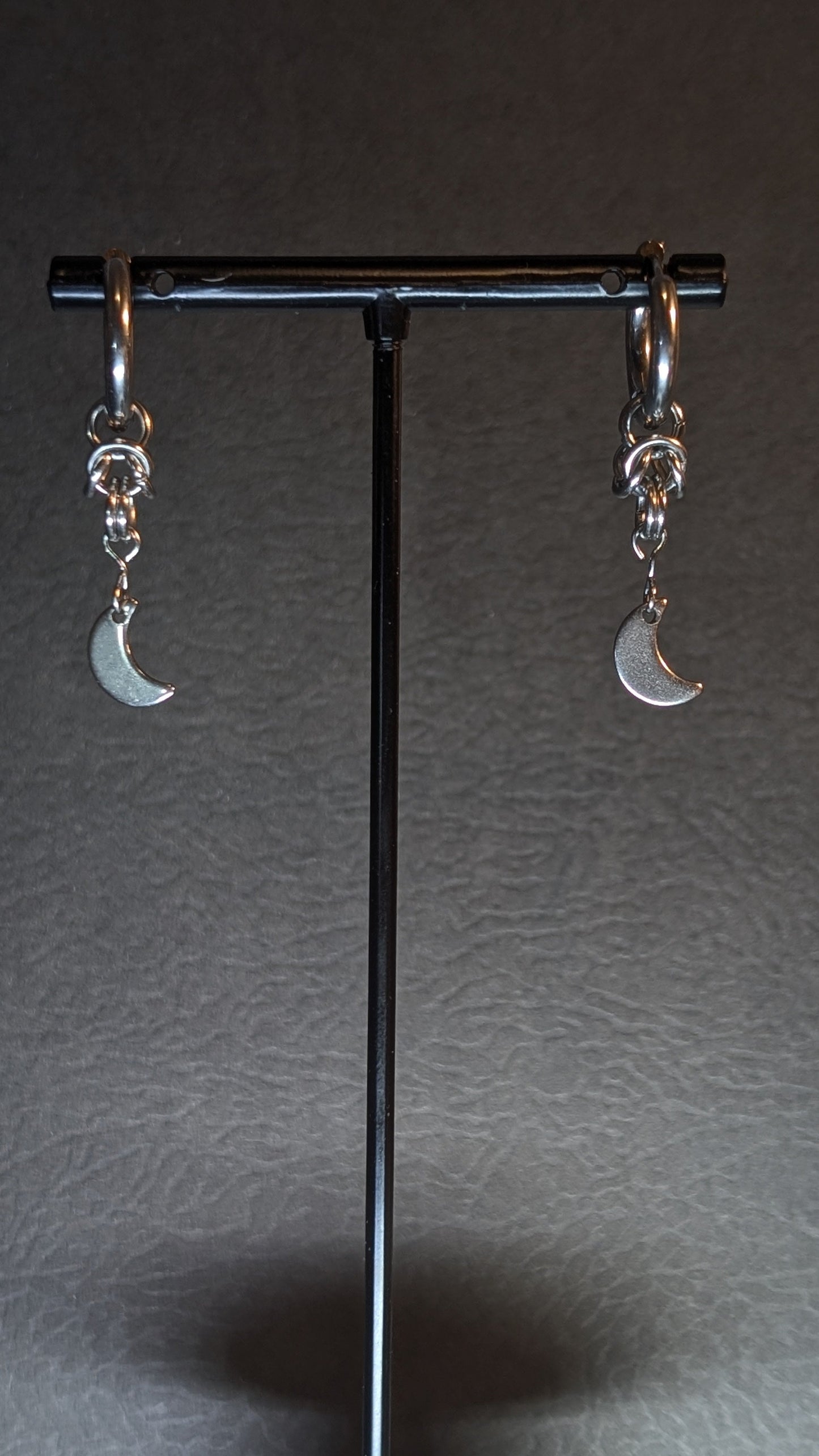 ECLIPSE | Moon earrings, CamWitch handmade gothic chainmail earrings stainless steel Canada