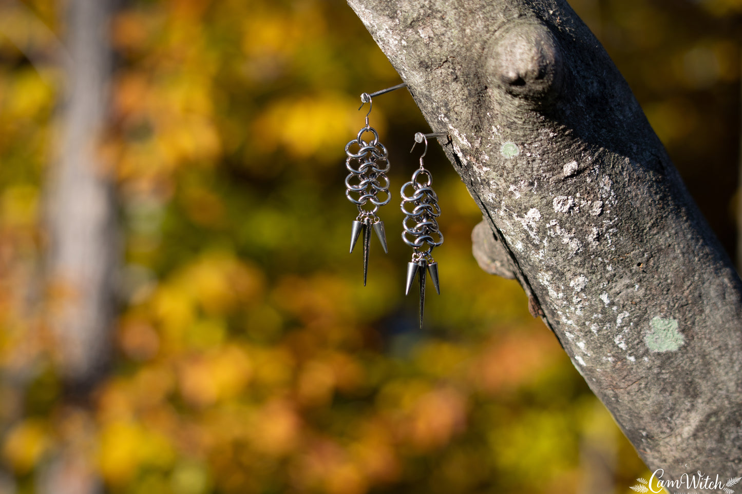ATHENA | Chainmail stainless steel earrings with spikes