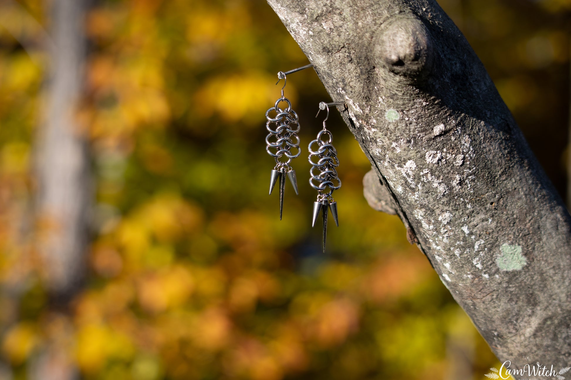 ATHENA | Chainmail stainless steel earrings with spikes