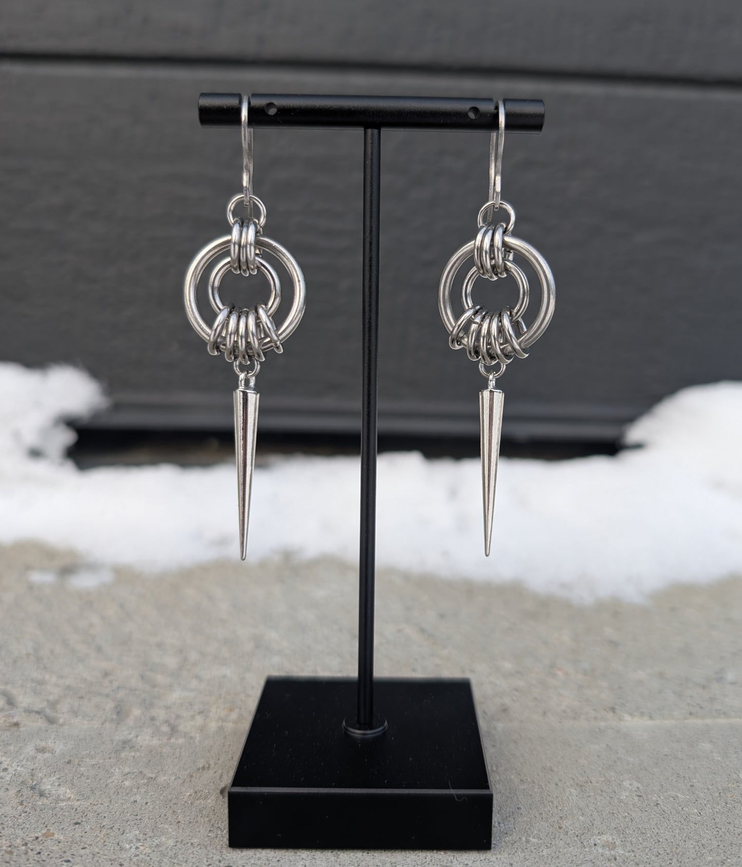 SAMAËL | Chainmail stainless steel earrings with spikes