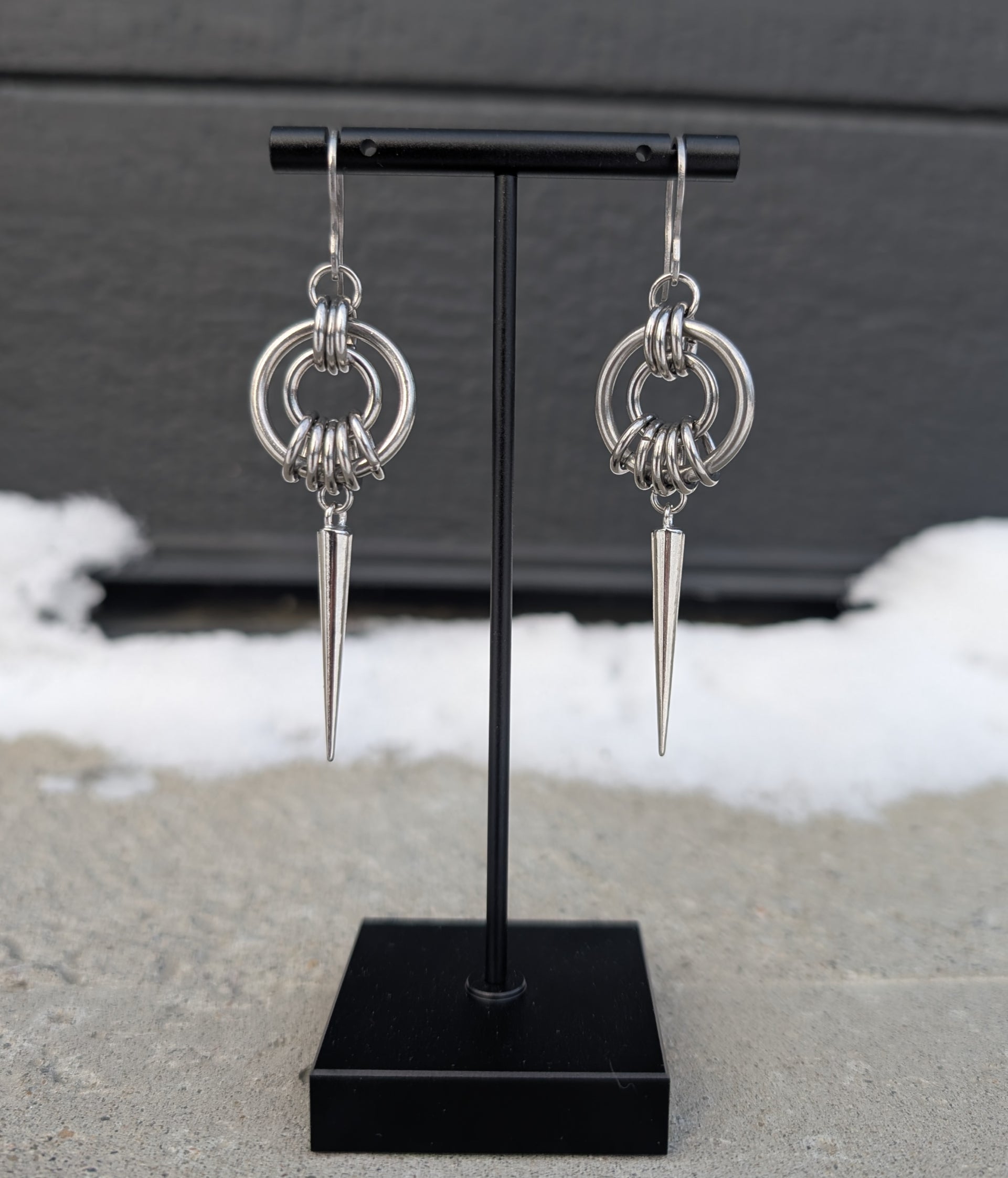 SAMAËL | Chainmail stainless steel earrings with spikes