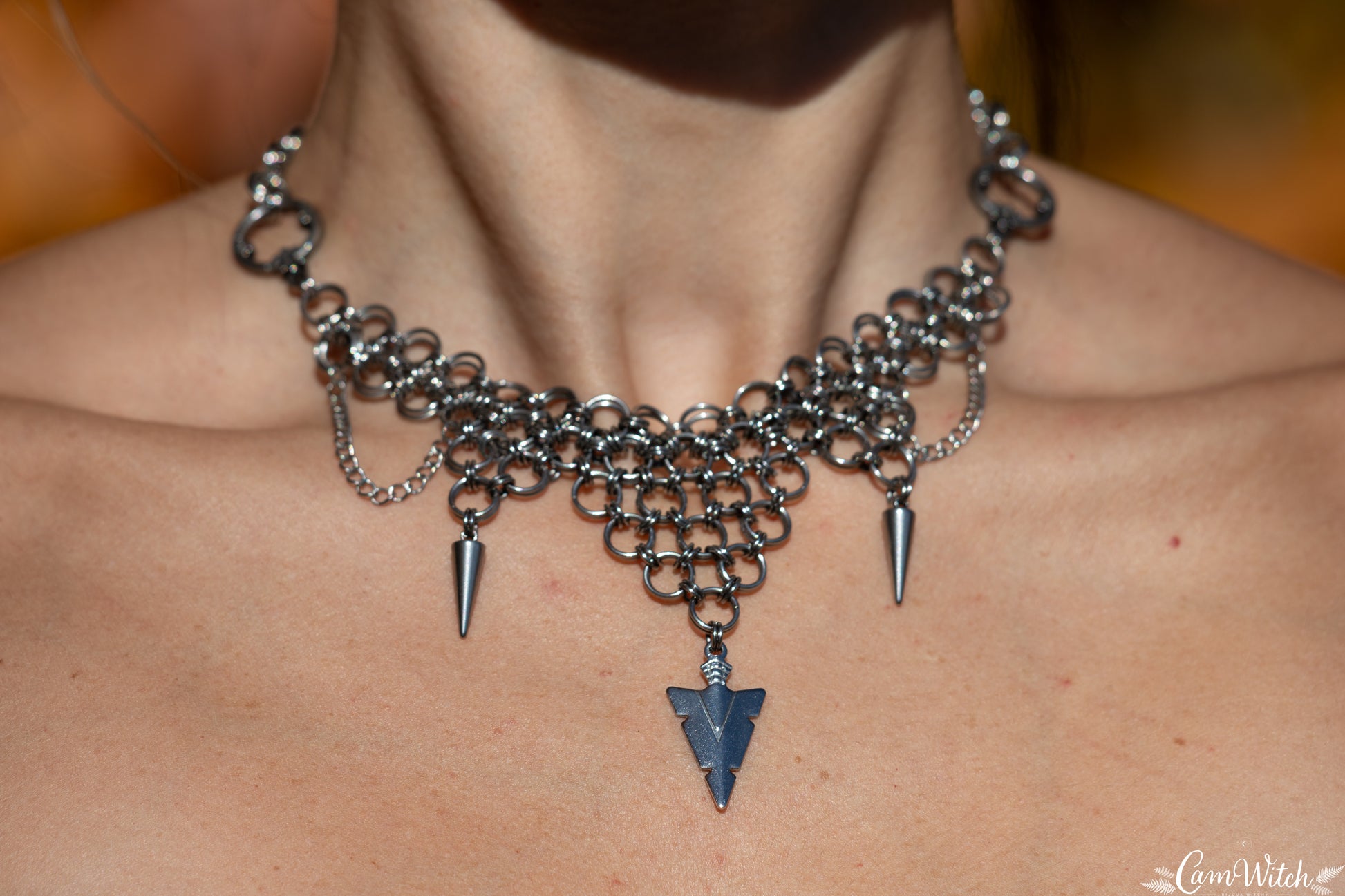 ARTEMIS | Chainmail stainless steel necklace with arrow charm