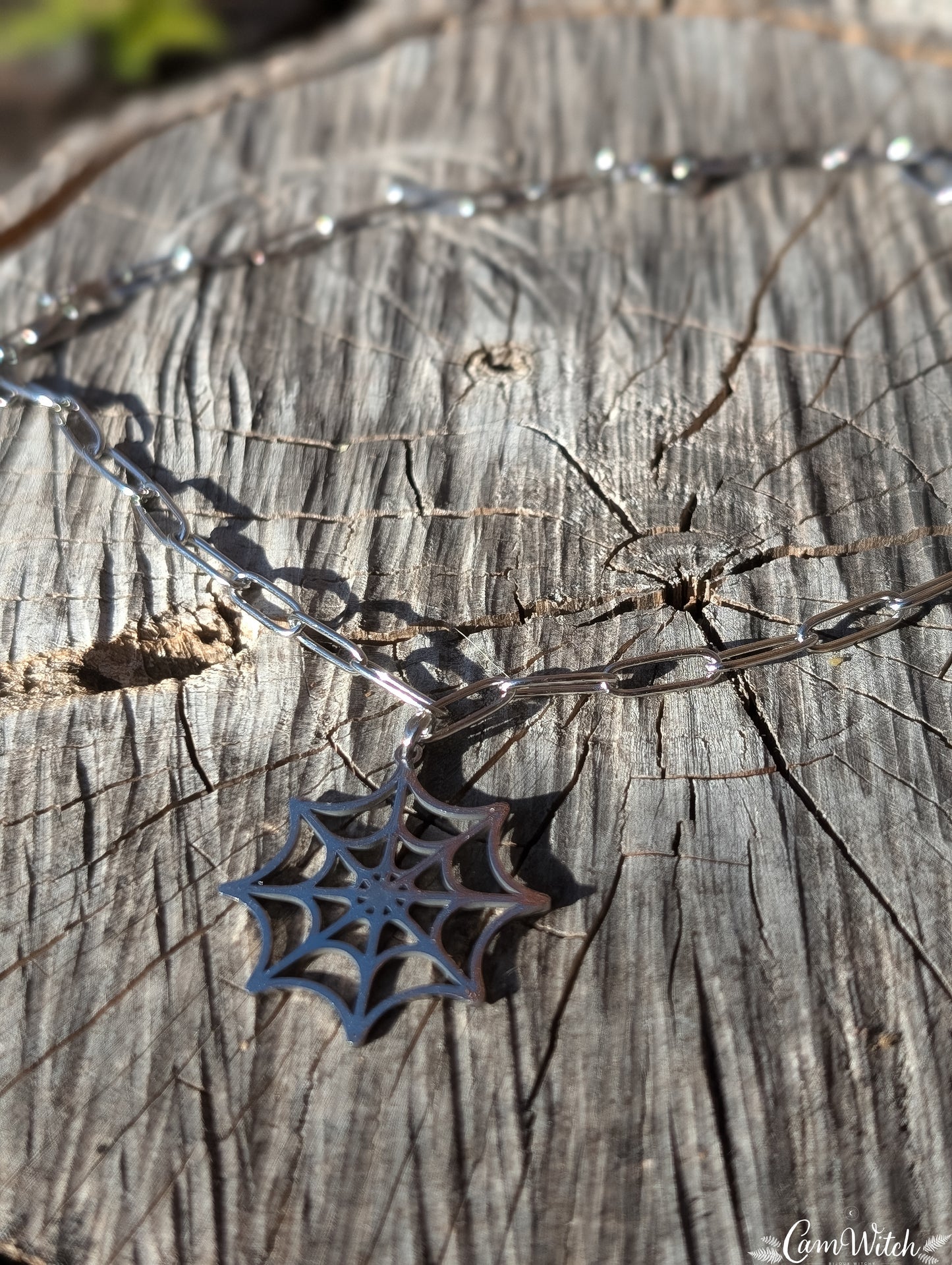 LOKI | Chainmail stainless steel necklace with spider web charm