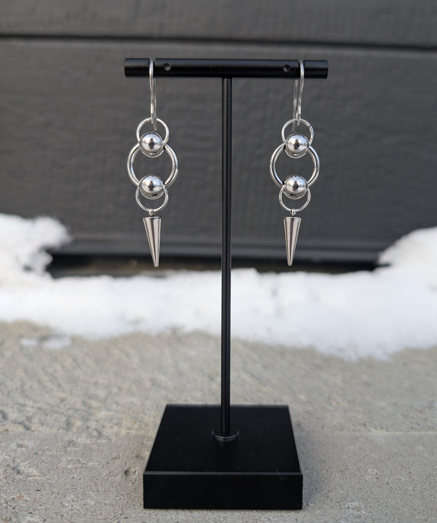 LILITH | Chainmail stainless steel earrings with spike and beads